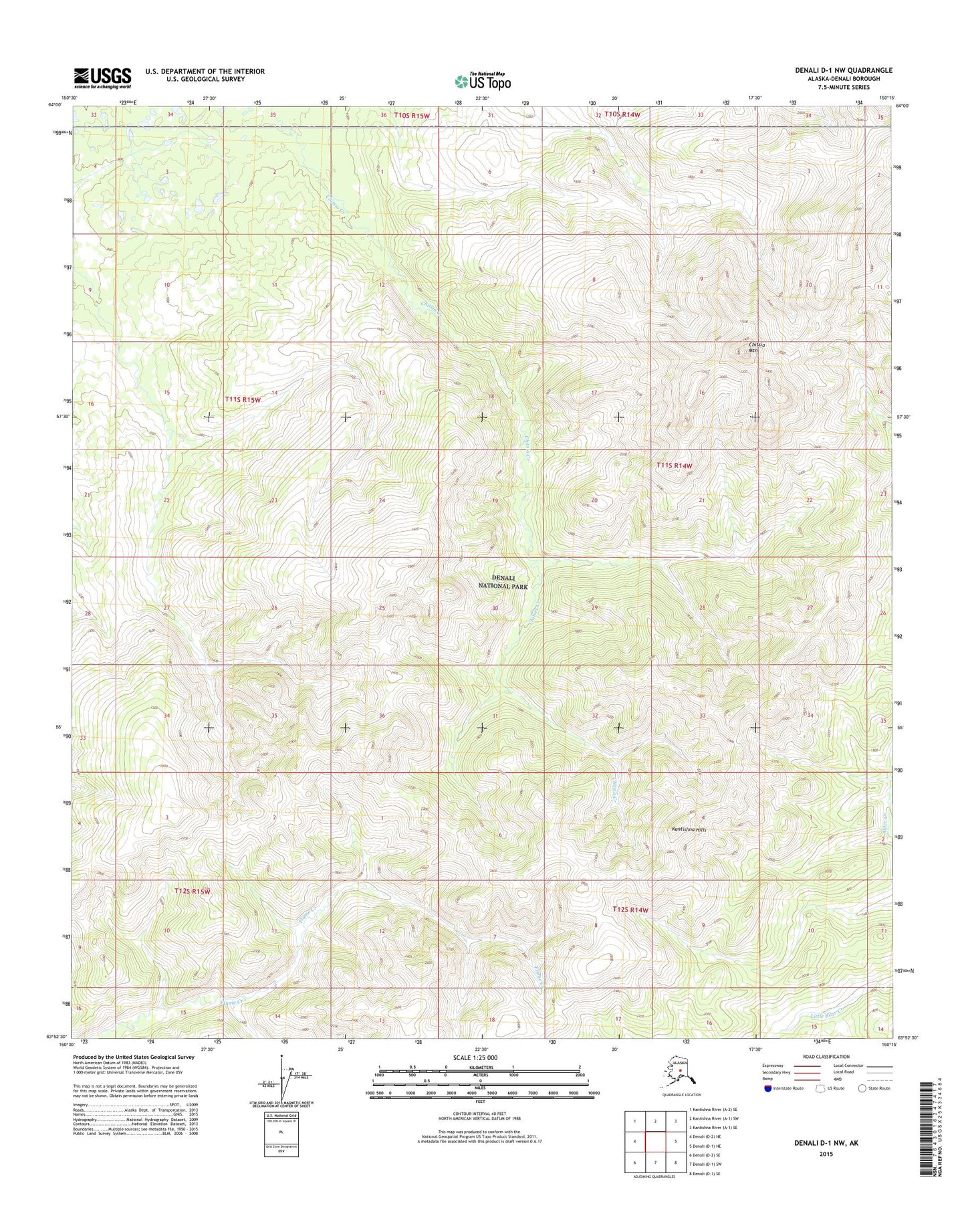 Denali D-1 NW Alaska US Topo Map Image
