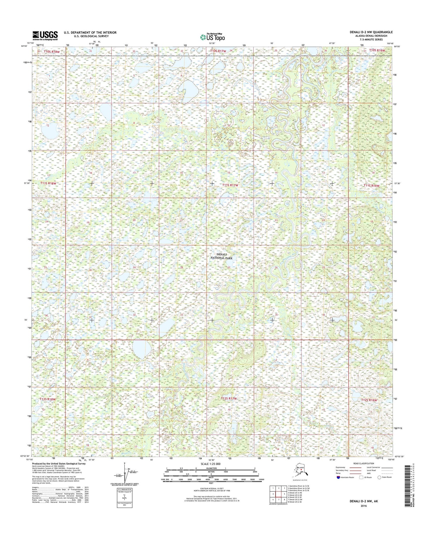 Denali D-2 NW Alaska US Topo Map Image