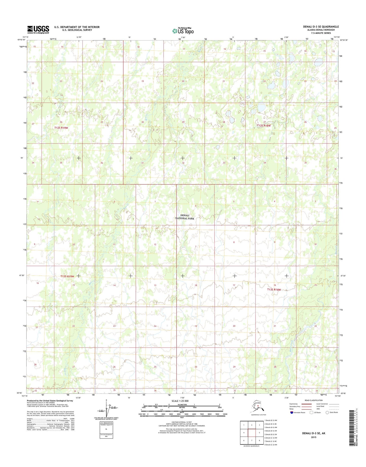 Denali D-3 SE Alaska US Topo Map Image