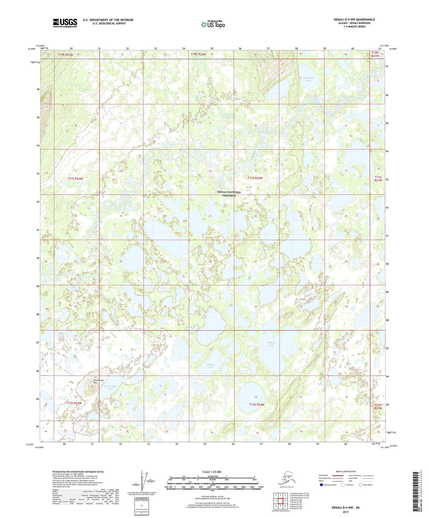 Denali D-4 NW Alaska US Topo Map Image