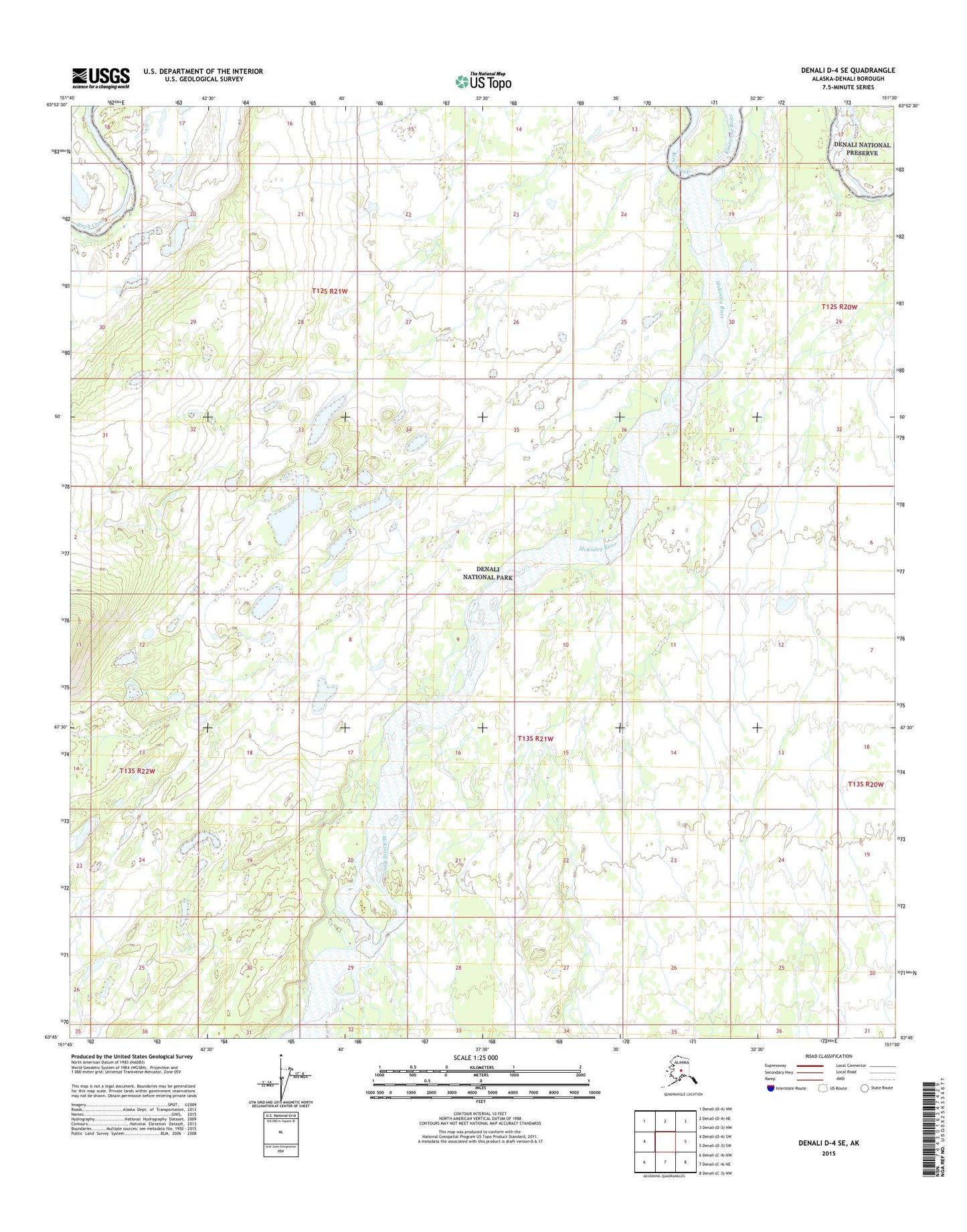 Denali D-4 SE Alaska US Topo Map Image