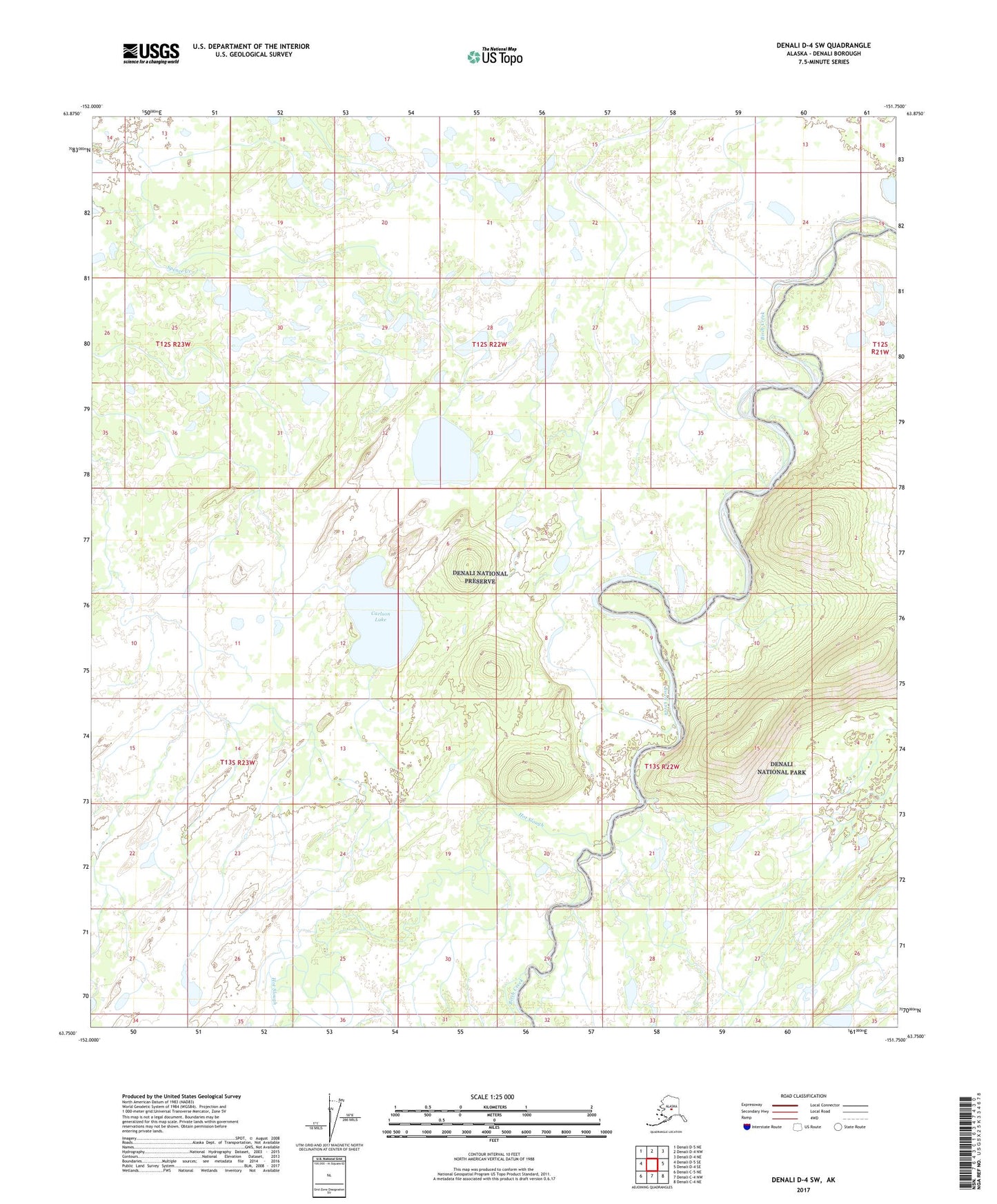 Denali D-4 SW Alaska US Topo Map Image