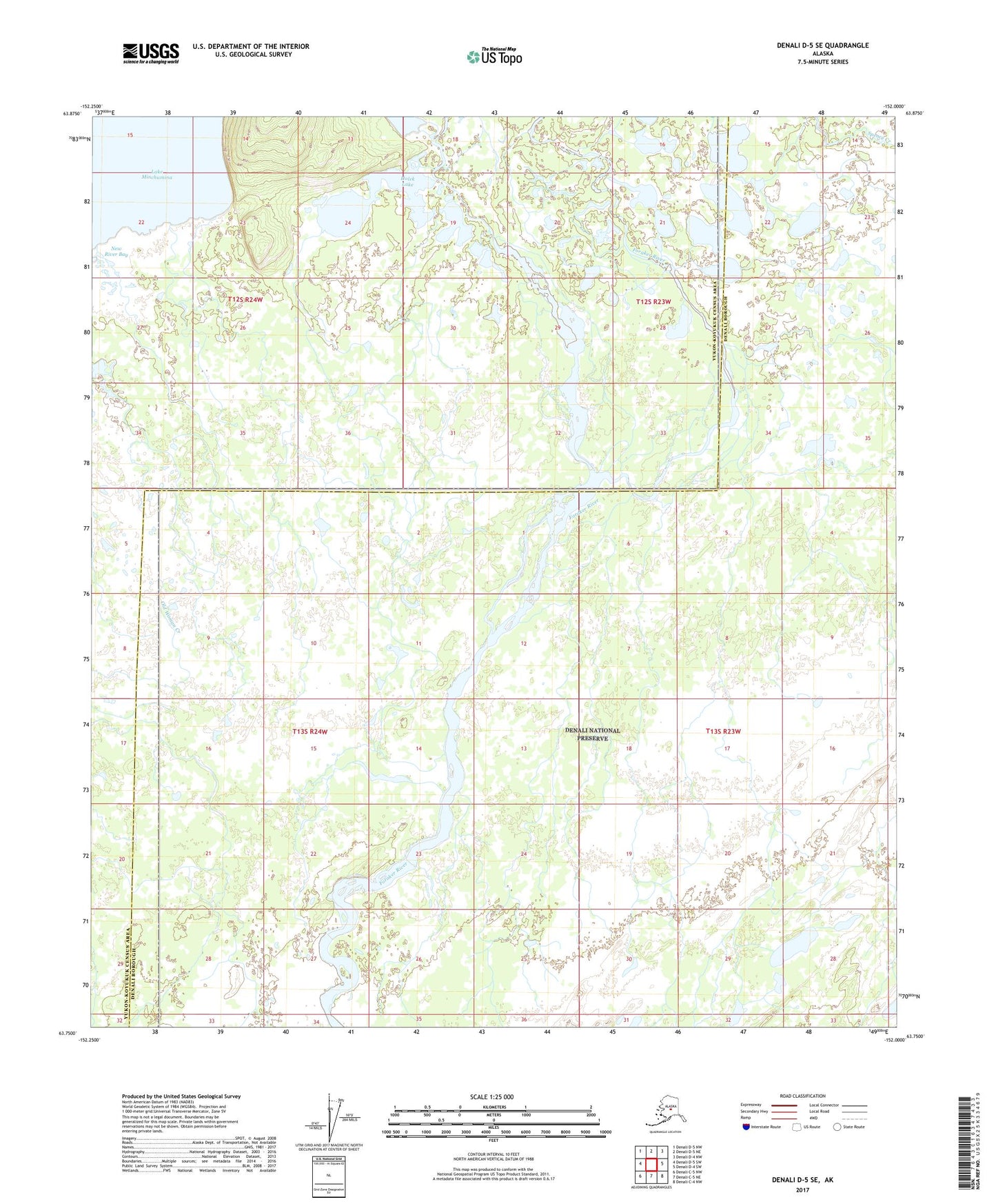 Denali D-5 SE Alaska US Topo Map Image