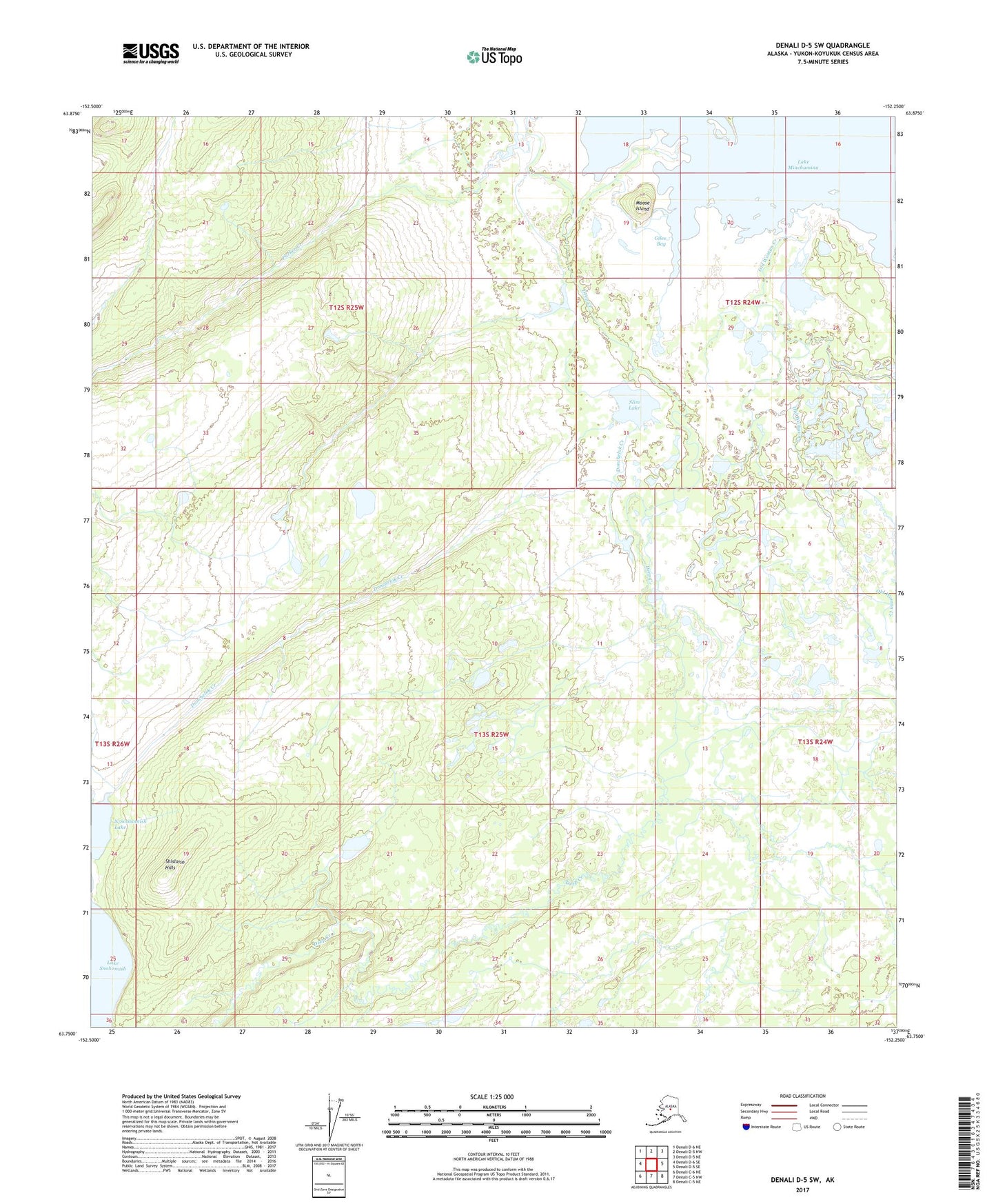 Denali D-5 SW Alaska US Topo Map Image