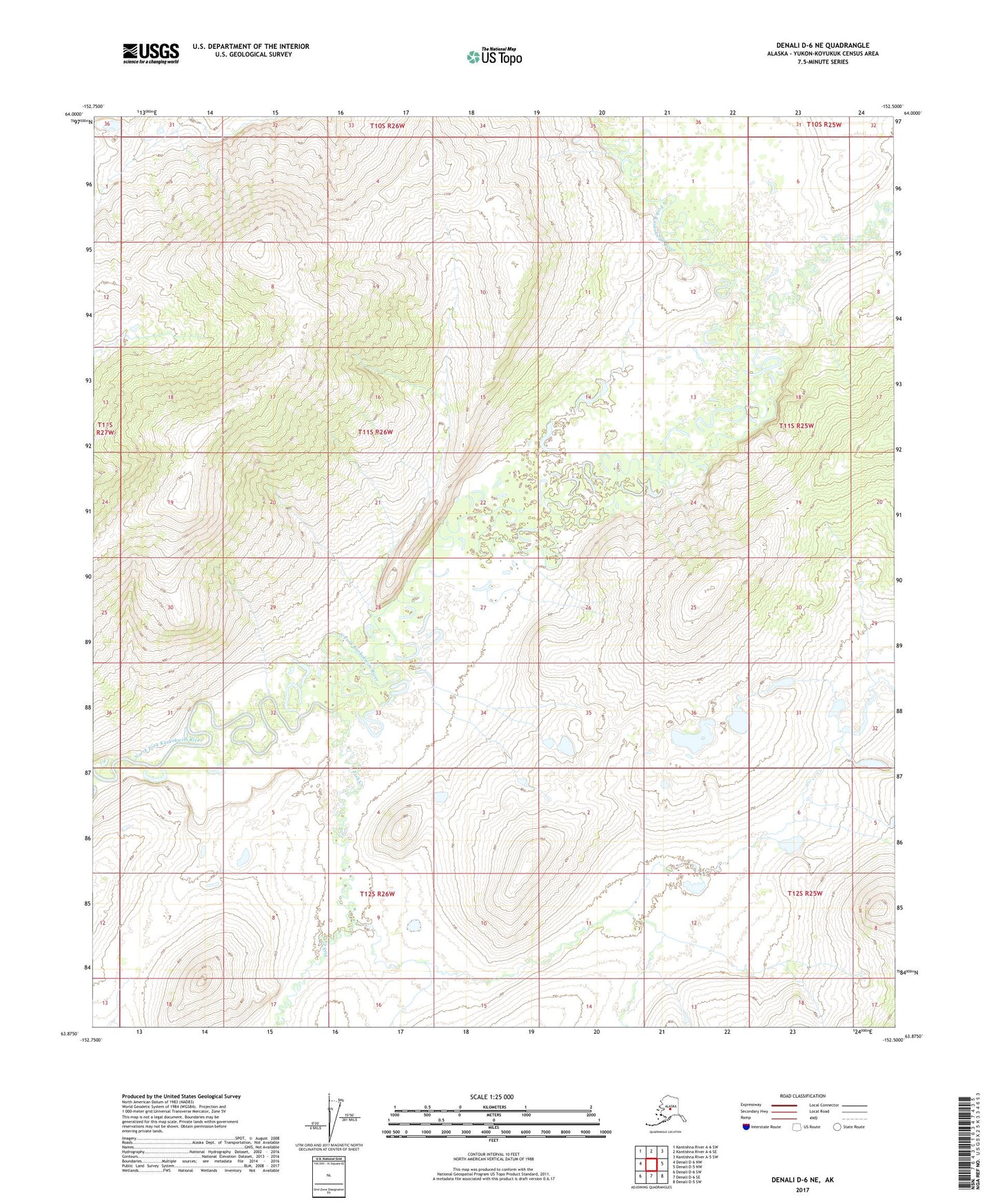 Denali D-6 NE Alaska US Topo Map Image