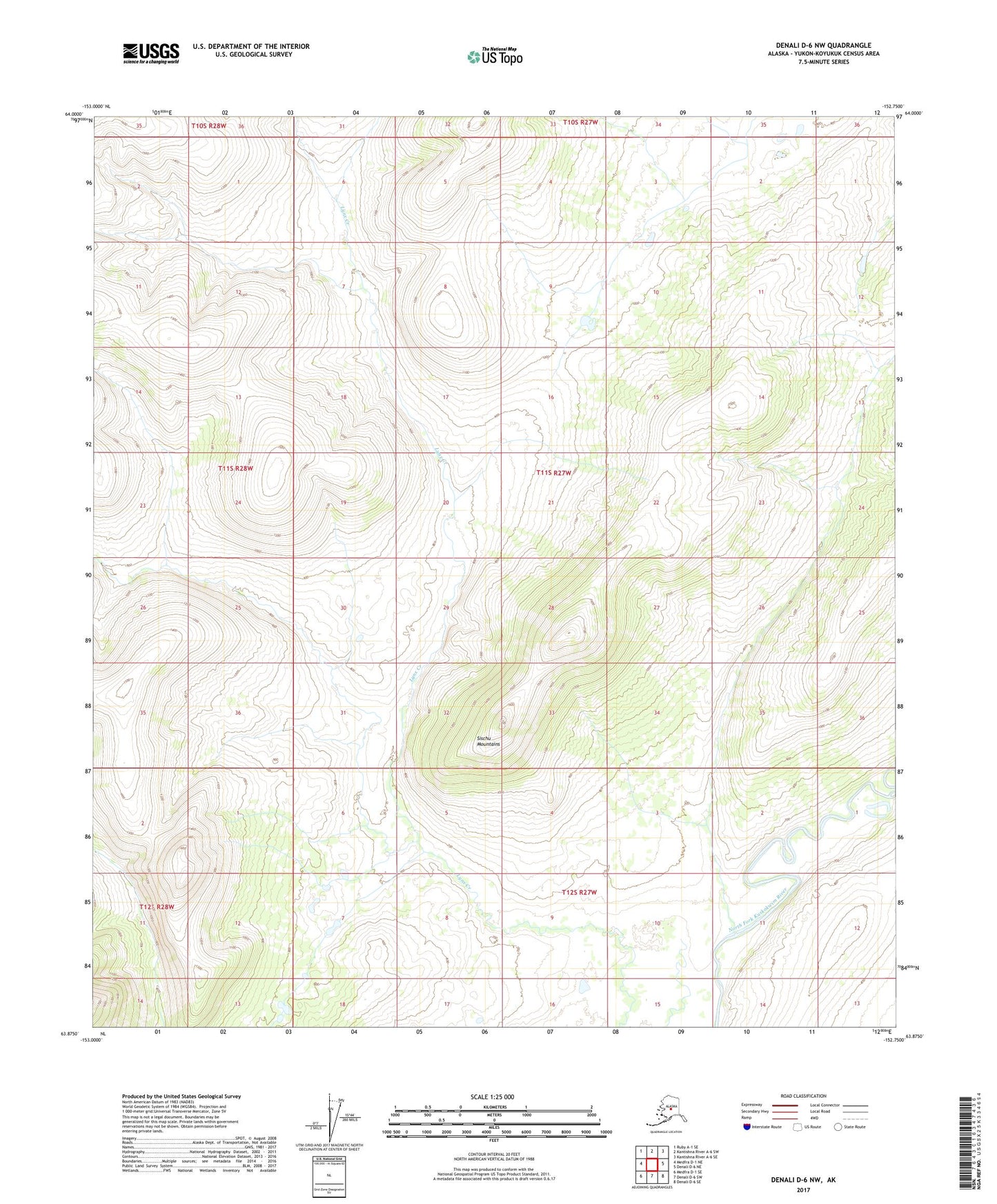 Denali D-6 NW Alaska US Topo Map Image