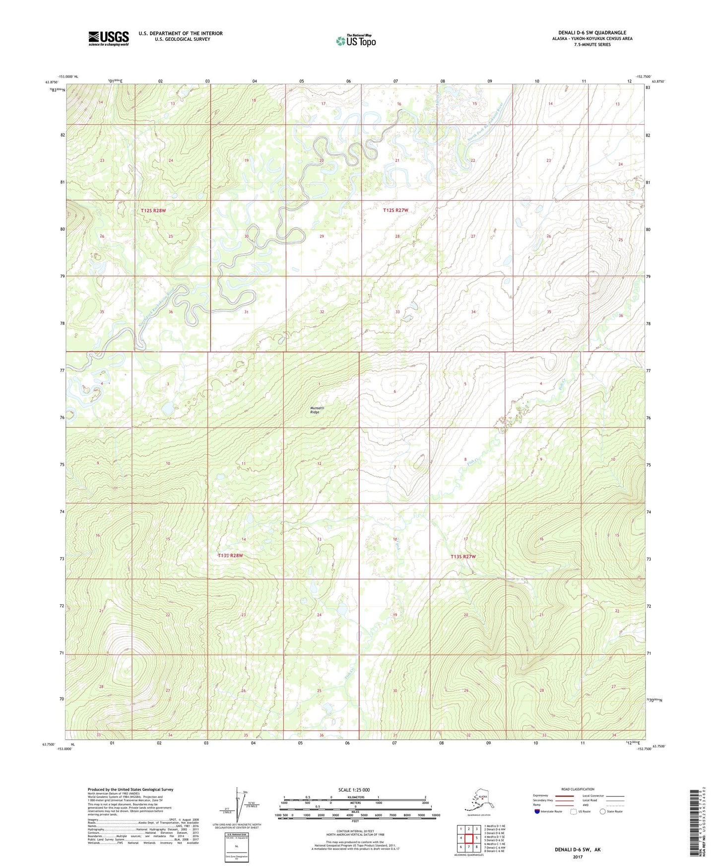 Denali D-6 SW Alaska US Topo Map Image