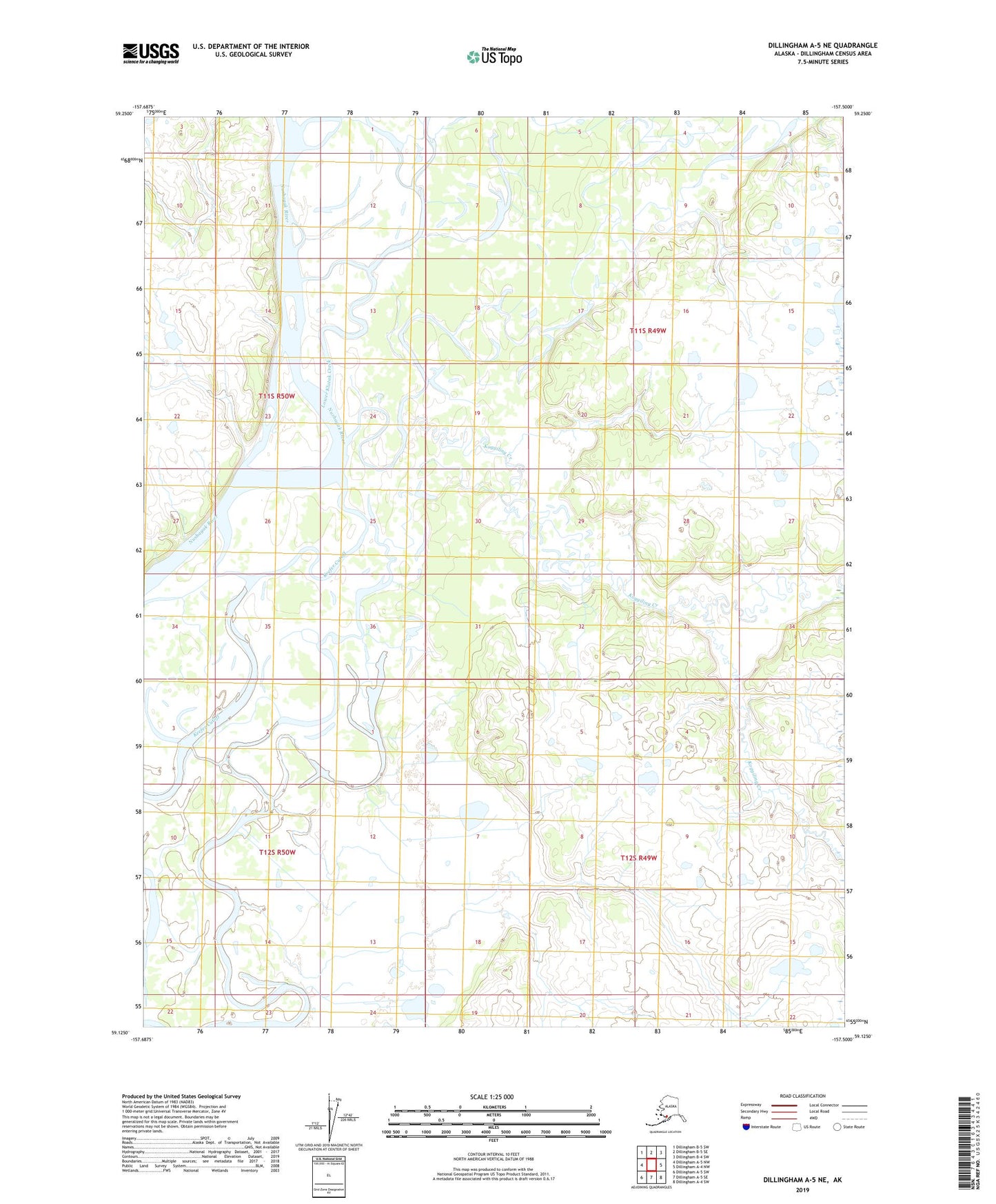 Dillingham A-5 NE Alaska US Topo Map Image