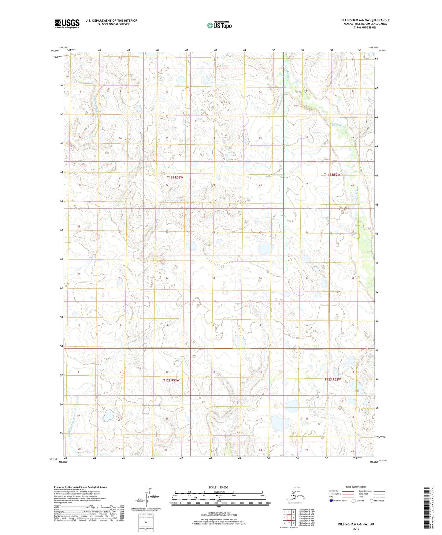 Dillingham A-6 NW Alaska US Topo Map Image
