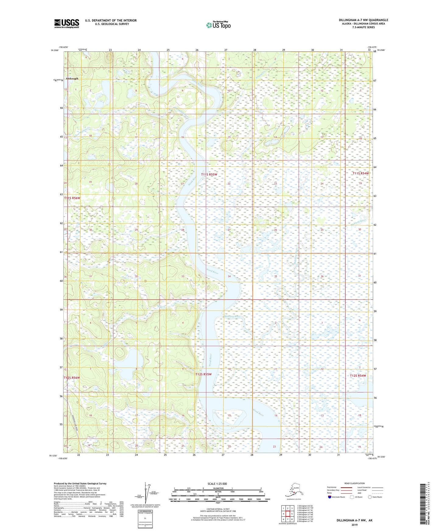 Dillingham A-7 NW Alaska US Topo Map Image