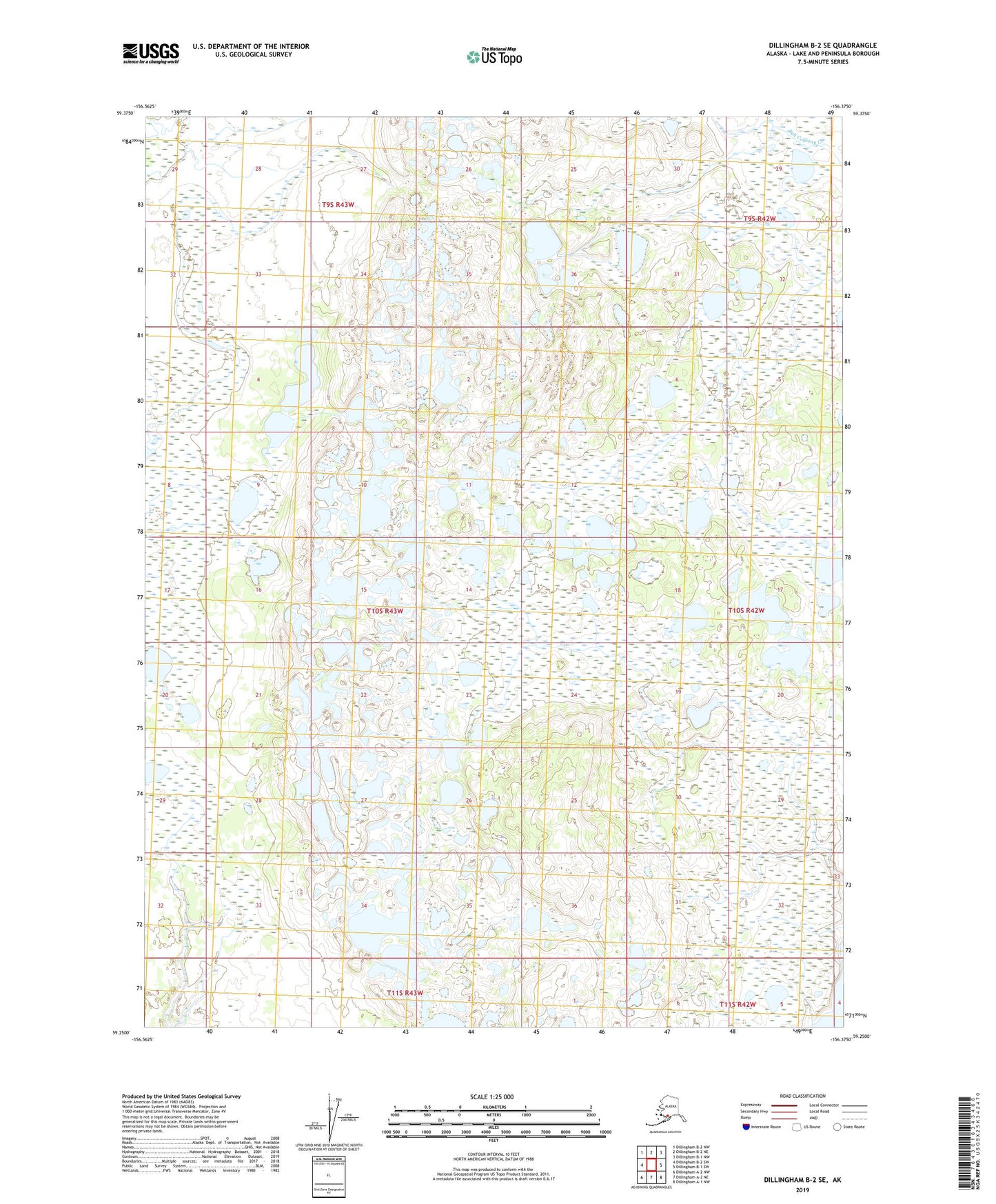 Dillingham B-2 SE Alaska US Topo Map Image