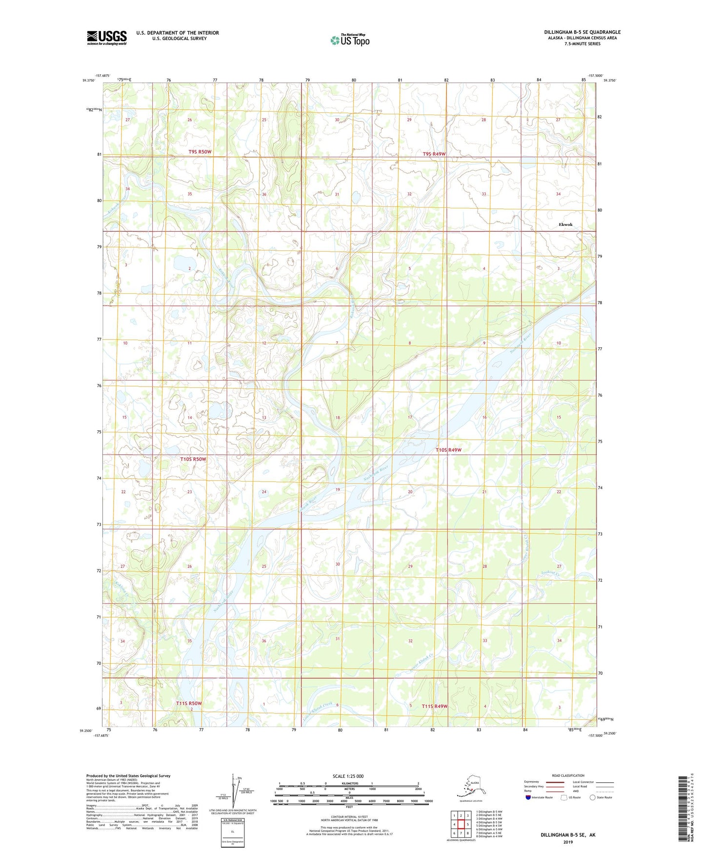 Dillingham B-5 SE Alaska US Topo Map Image