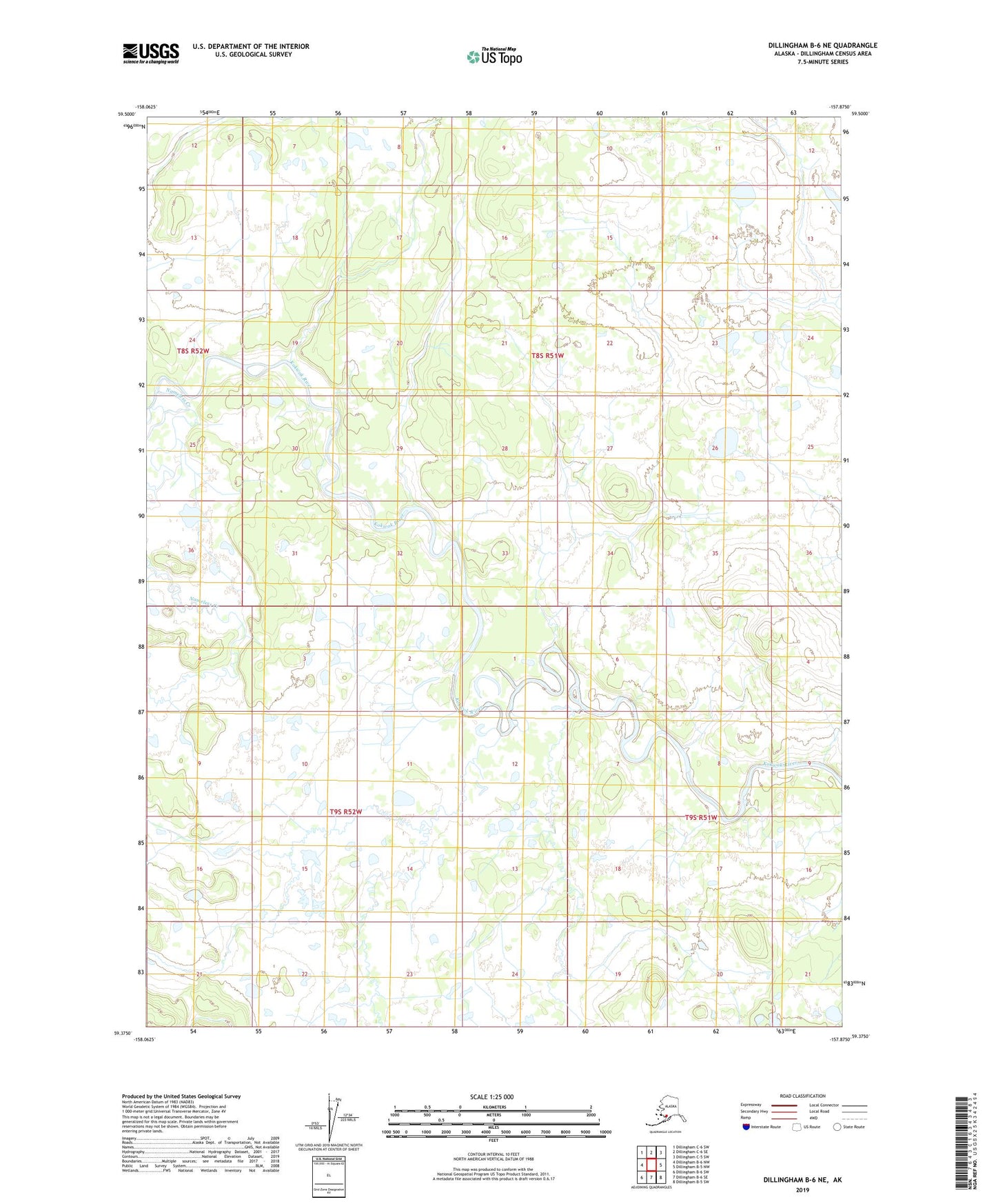 Dillingham B-6 NE Alaska US Topo Map Image