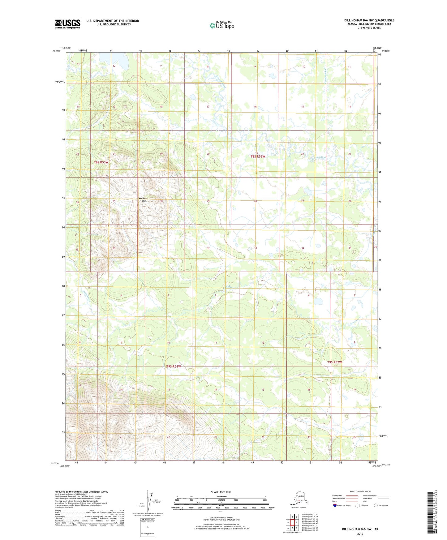 Dillingham B-6 NW Alaska US Topo Map Image