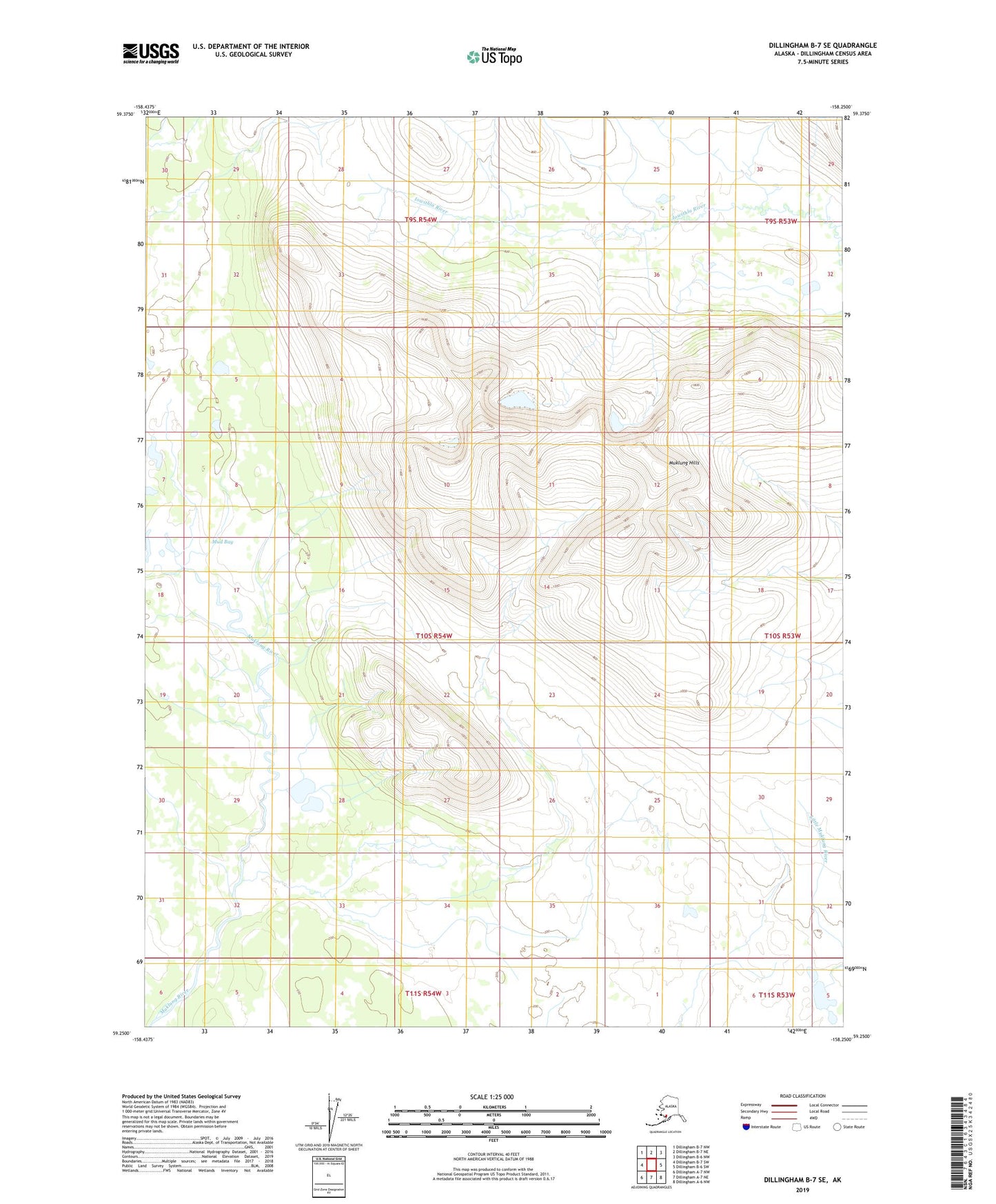 Dillingham B-7 SE Alaska US Topo Map Image
