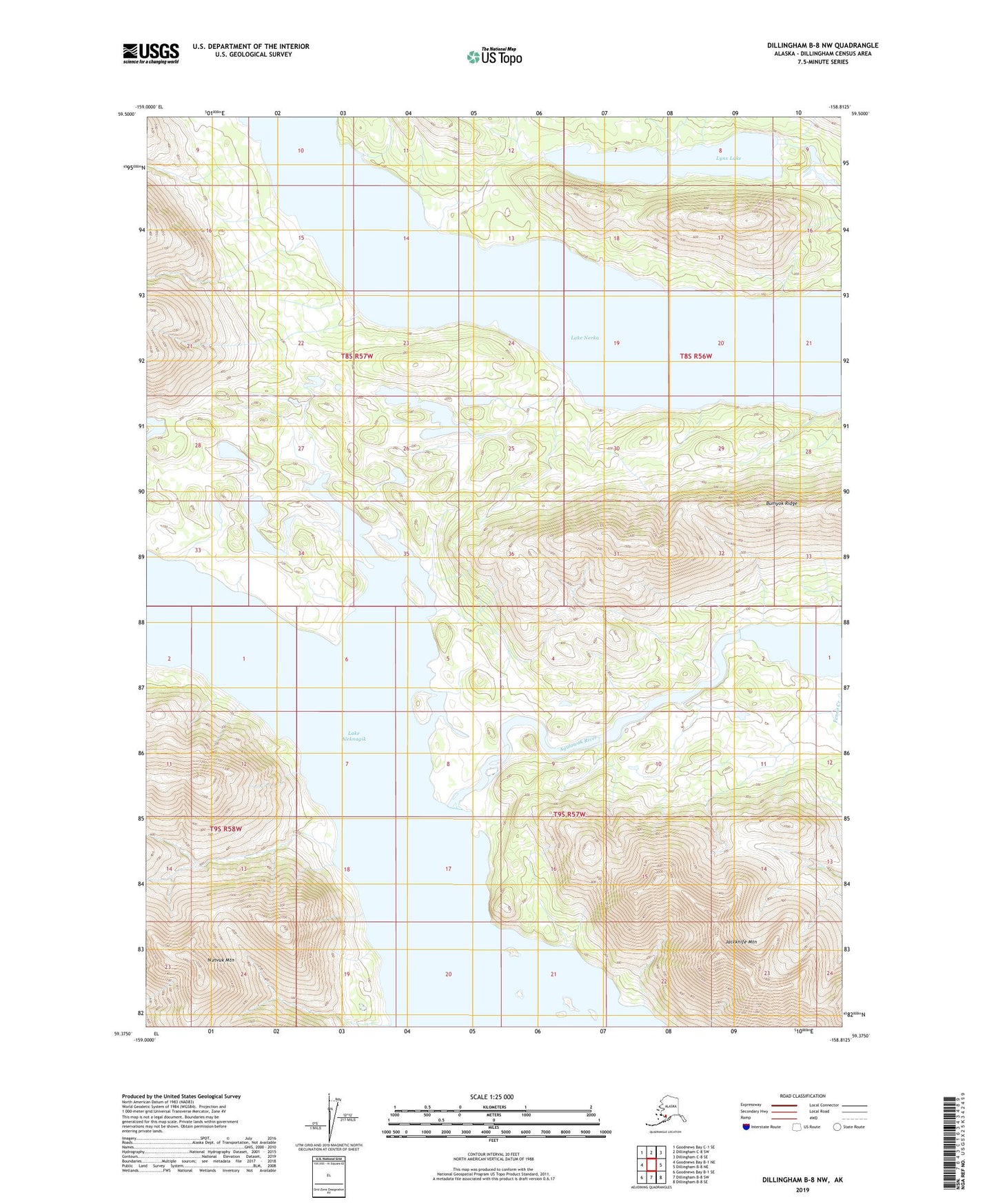 Dillingham B-8 NW Alaska US Topo Map Image