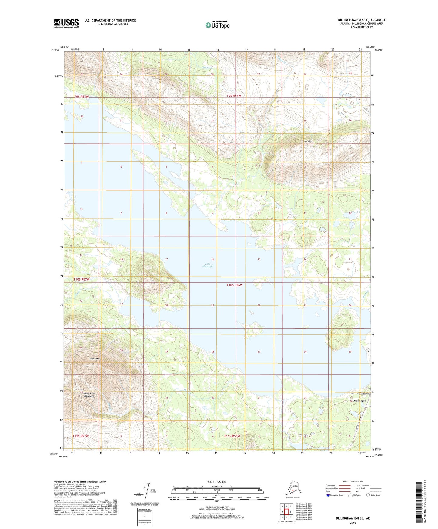 Dillingham B-8 SE Alaska US Topo Map Image
