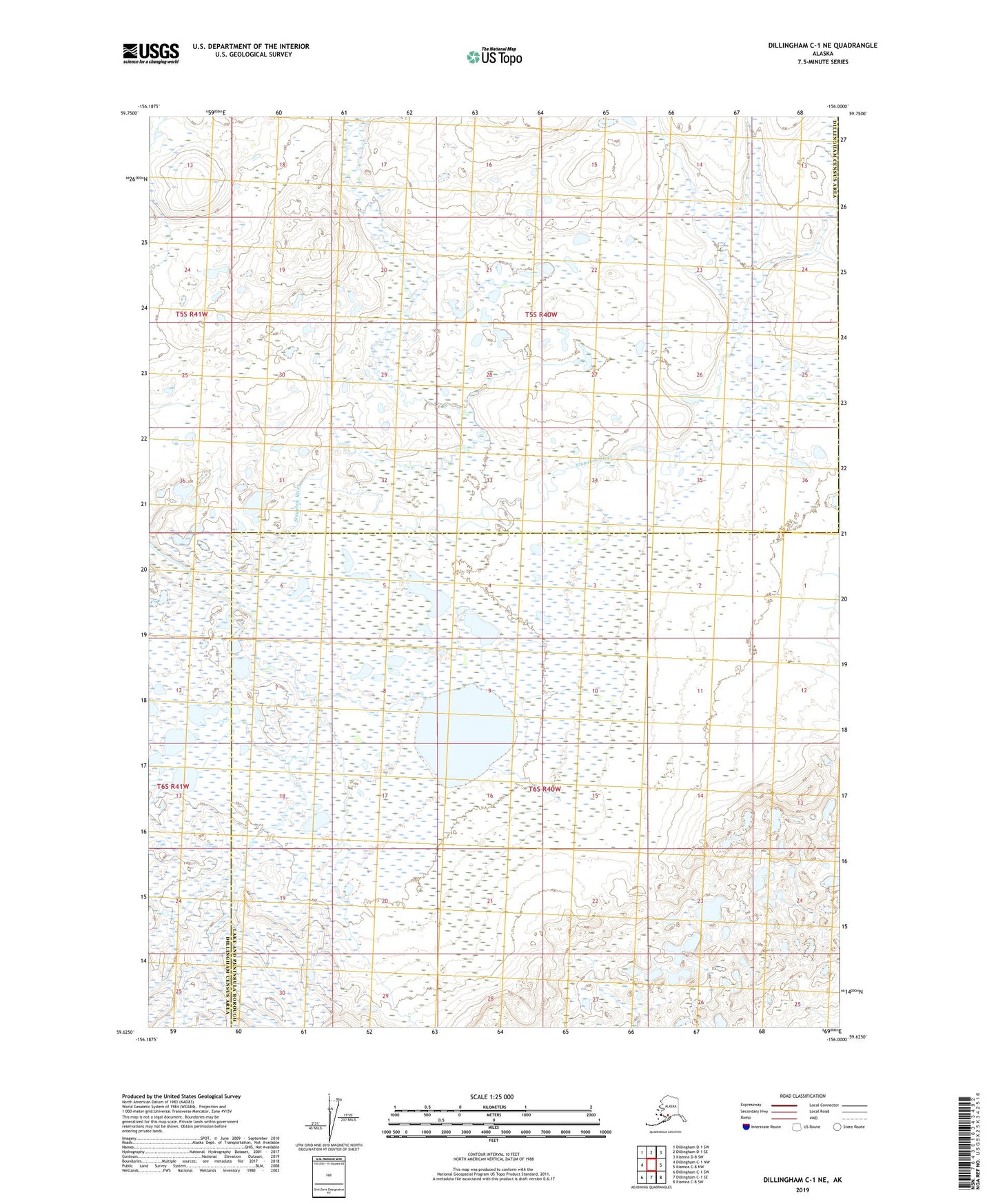Dillingham C-1 NE Alaska US Topo Map Image