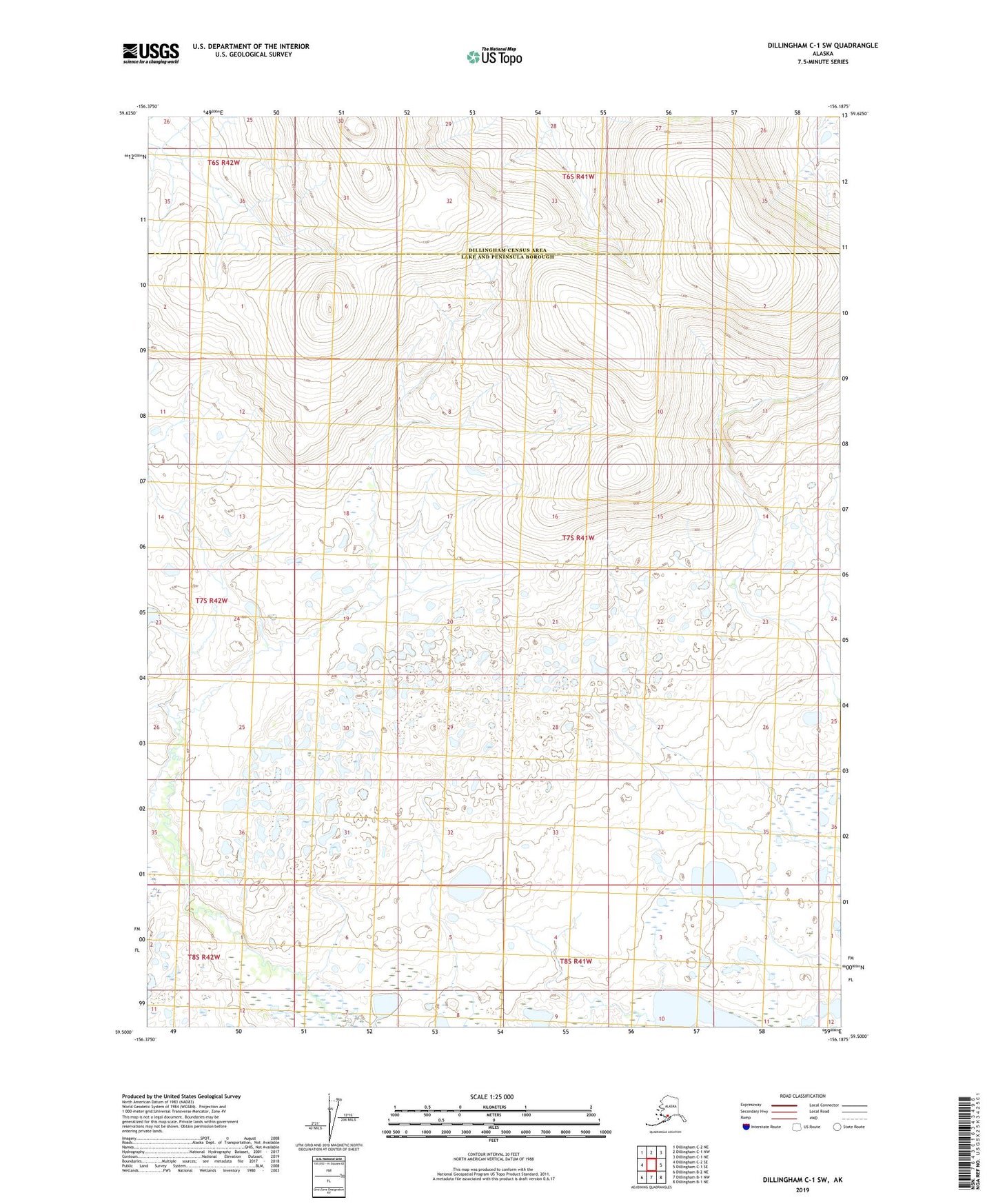 Dillingham C-1 SW Alaska US Topo Map Image