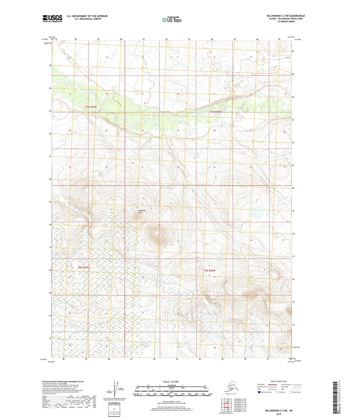 Dillingham C-2 NE Alaska US Topo Map Image
