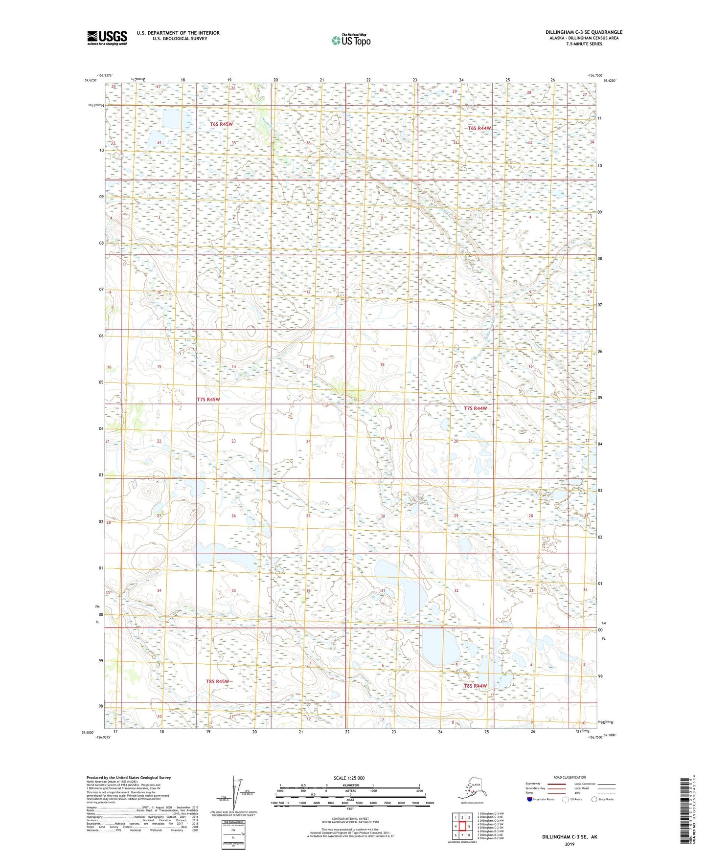 Dillingham C-3 SE Alaska US Topo Map Image