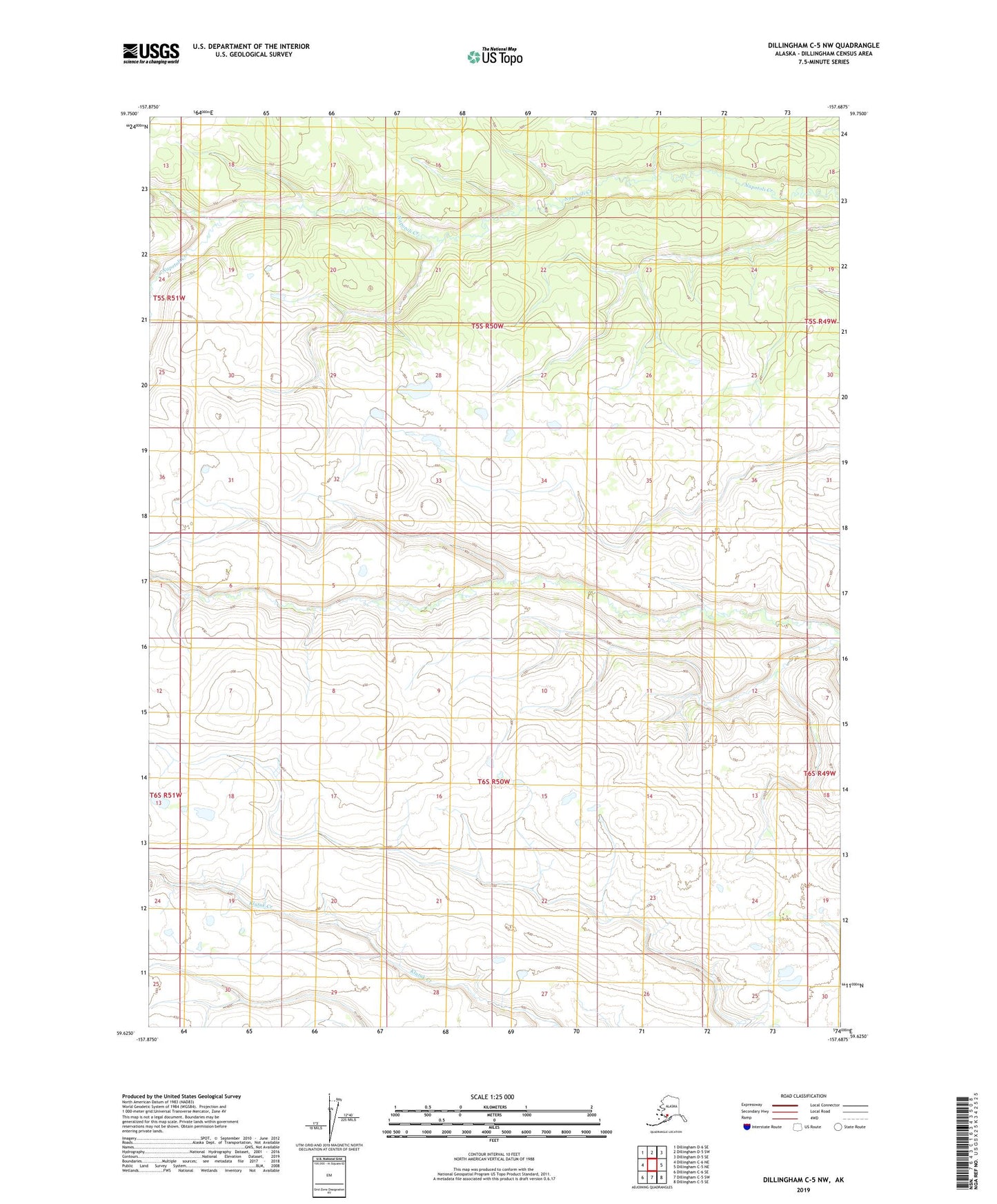 Dillingham C-5 NW Alaska US Topo Map Image