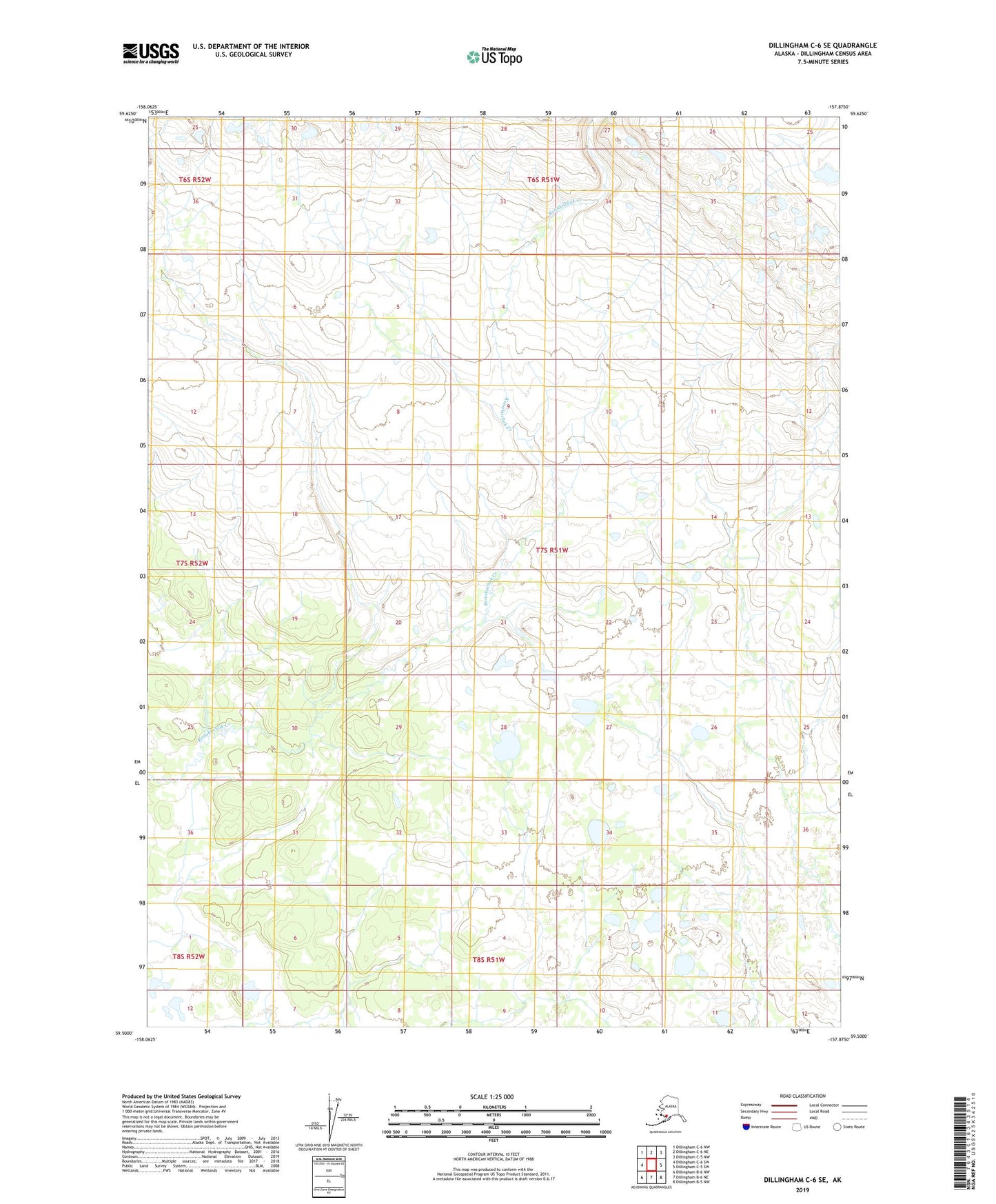 Dillingham C-6 SE Alaska US Topo Map Image