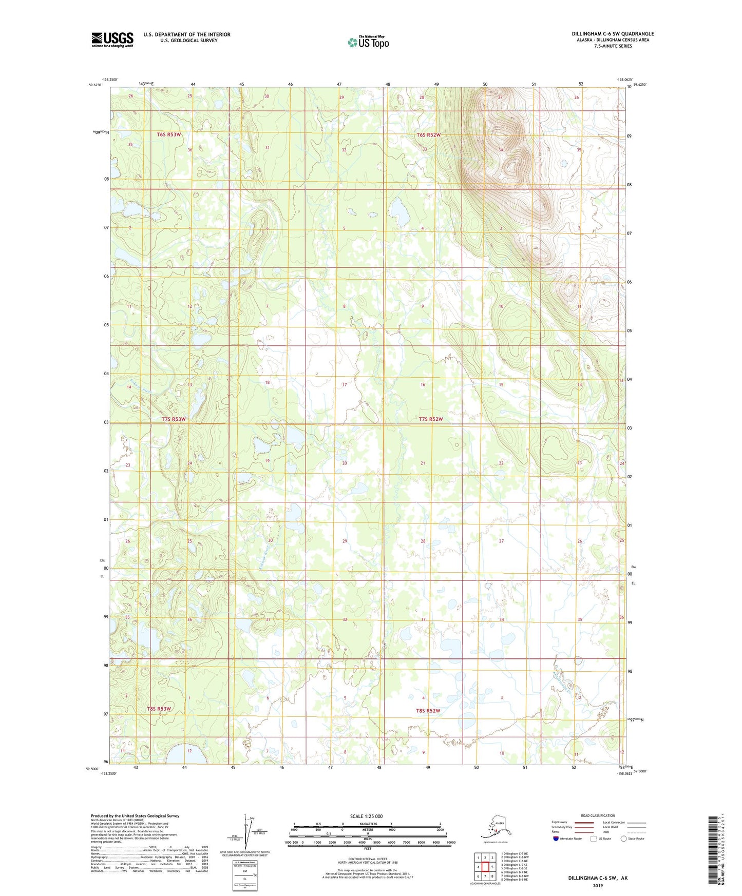 Dillingham C-6 SW Alaska US Topo Map Image