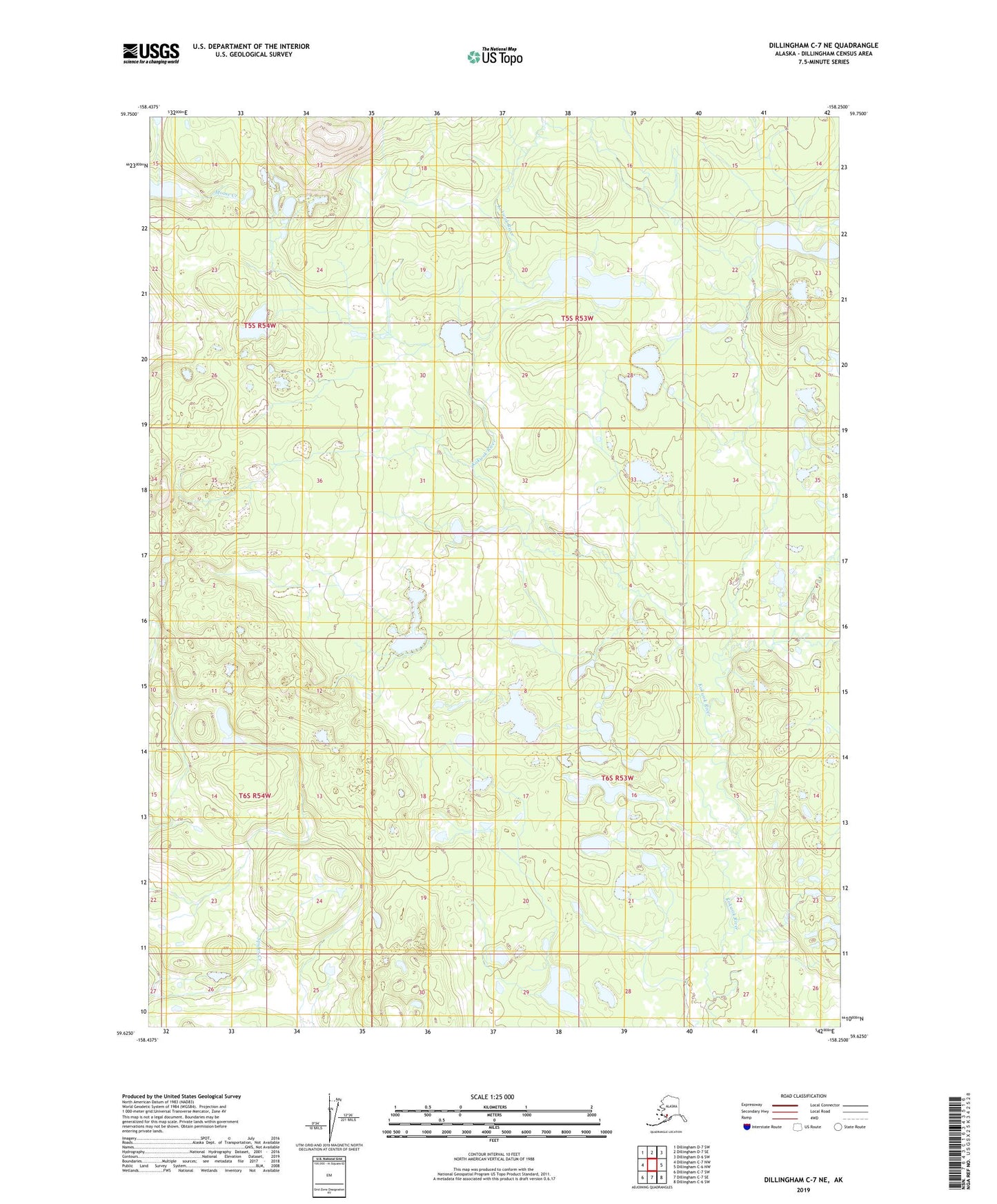 Dillingham C-7 NE Alaska US Topo Map Image