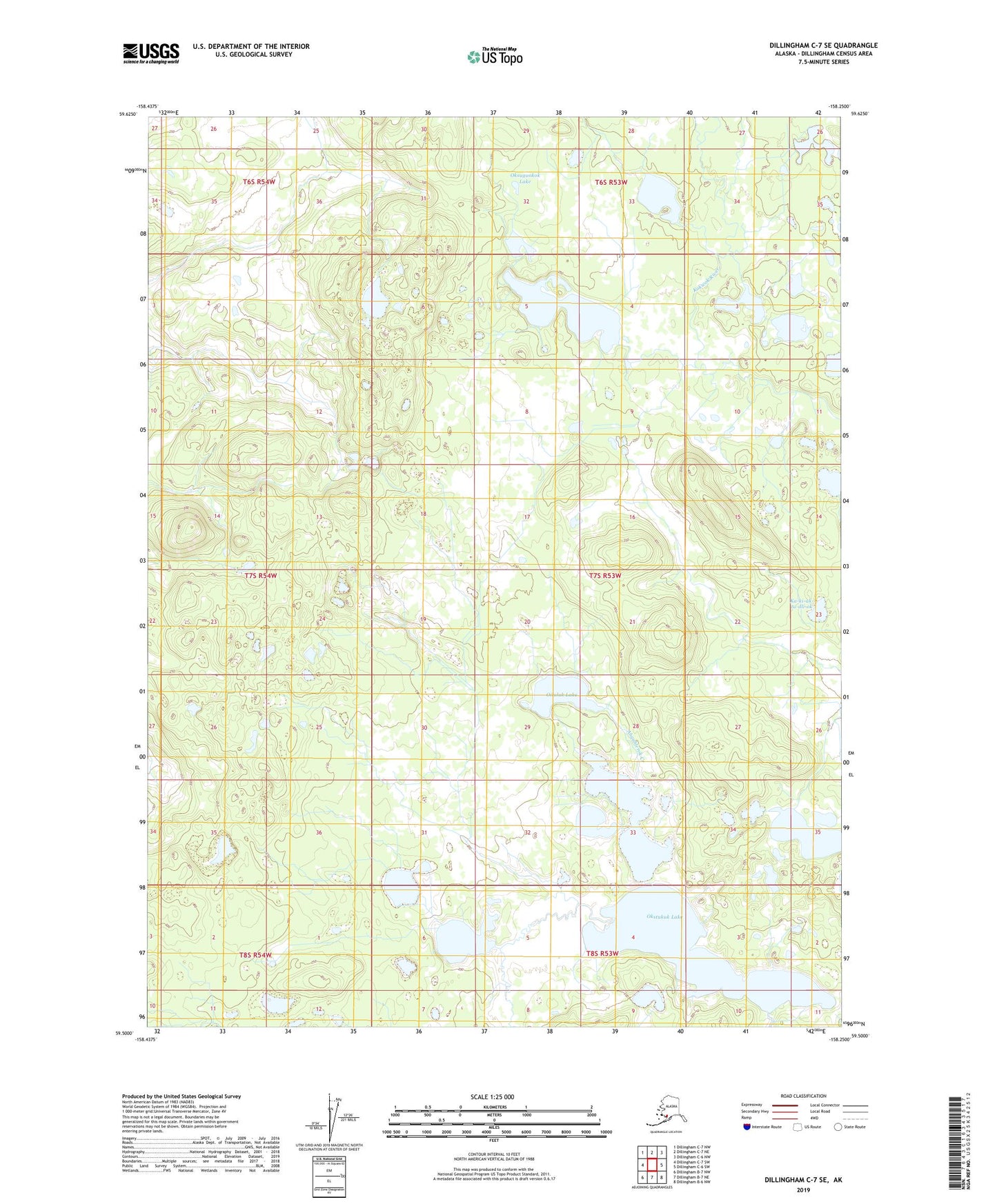 Dillingham C-7 SE Alaska US Topo Map Image
