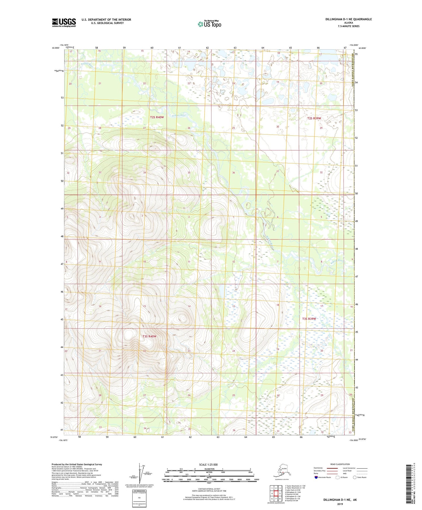 Dillingham D-1 NE Alaska US Topo Map Image