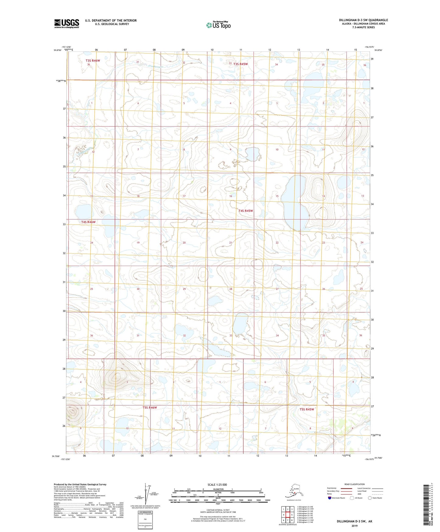 Dillingham D-3 SW Alaska US Topo Map Image