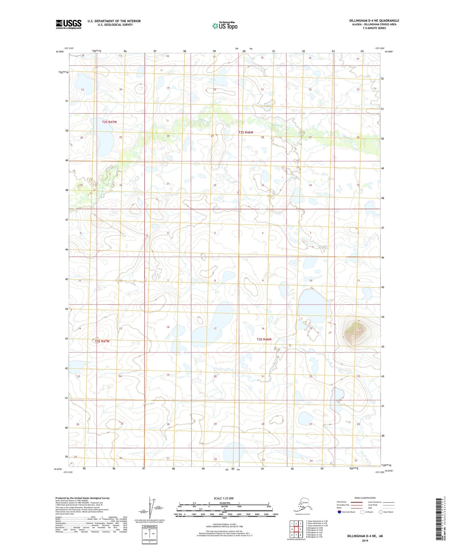 Dillingham D-4 NE Alaska US Topo Map Image