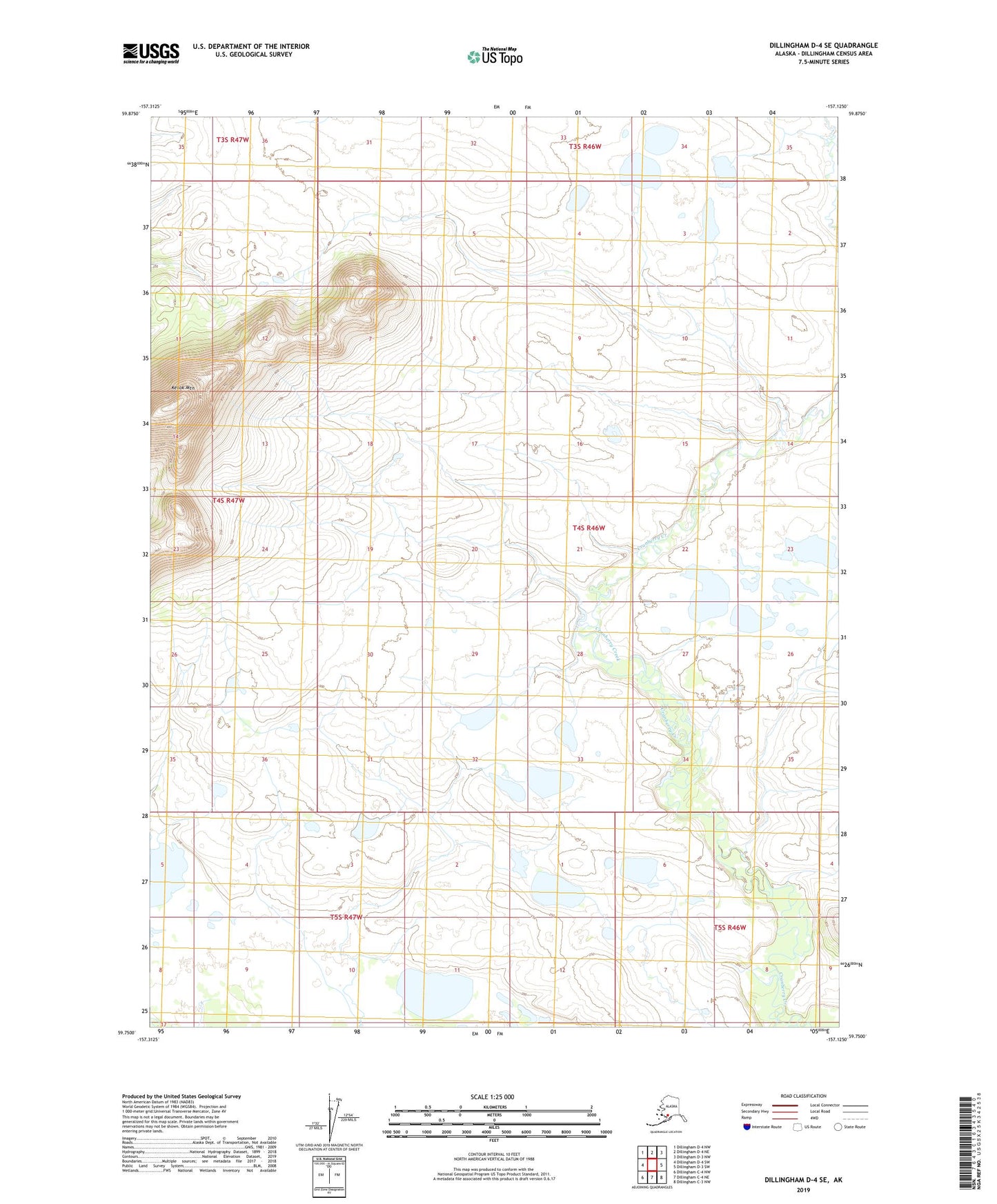 Dillingham D-4 SE Alaska US Topo Map Image