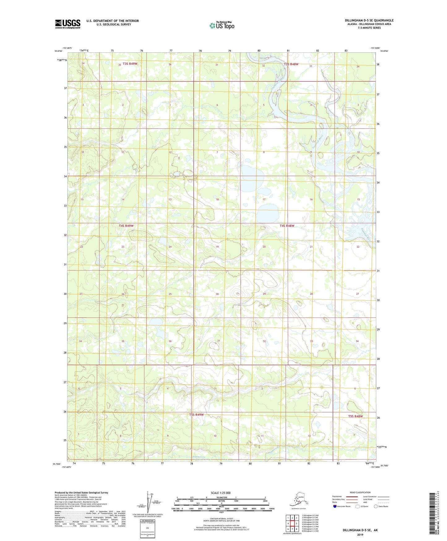 Dillingham D-5 SE Alaska US Topo Map Image