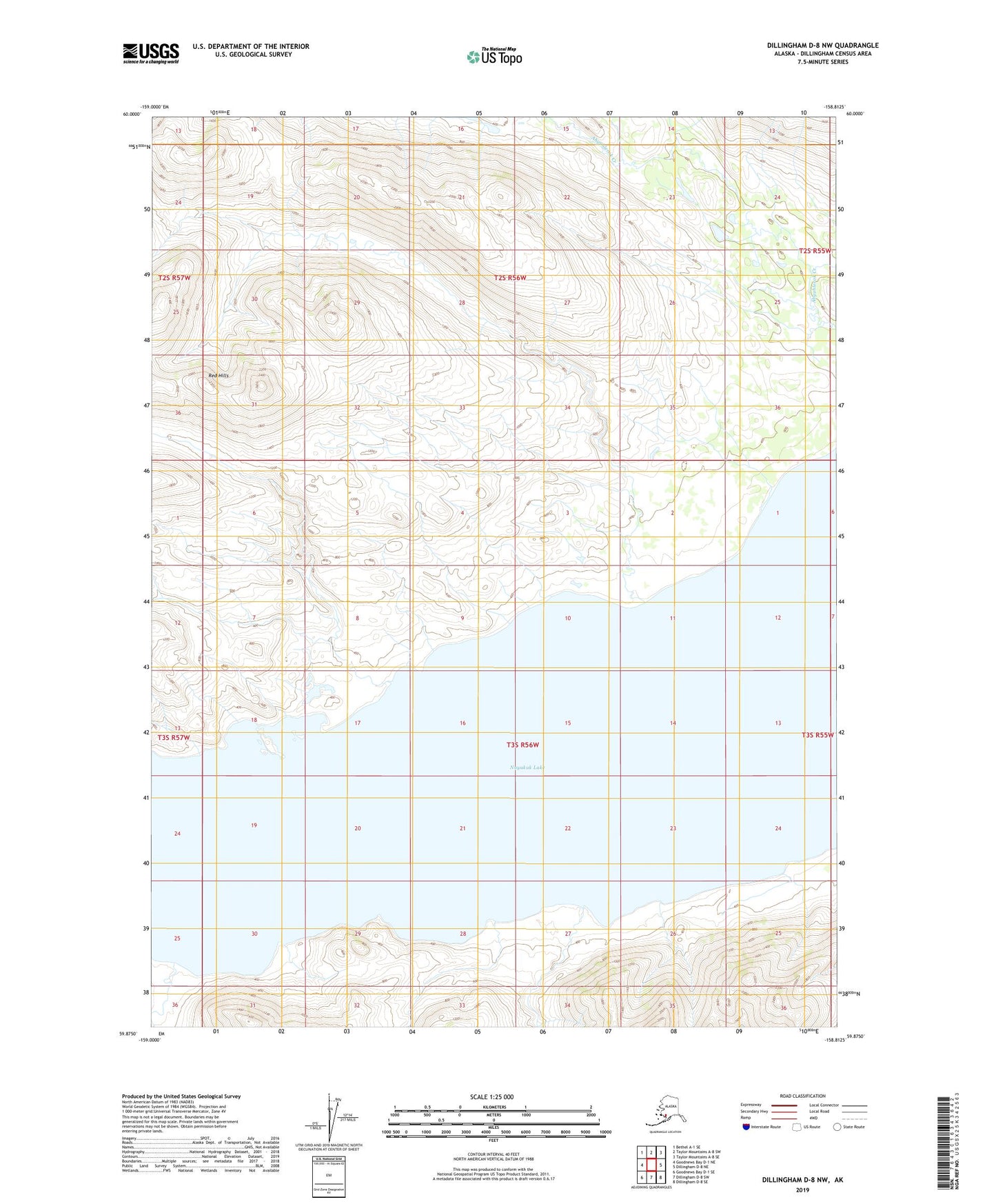 Dillingham D-8 NW Alaska US Topo Map Image