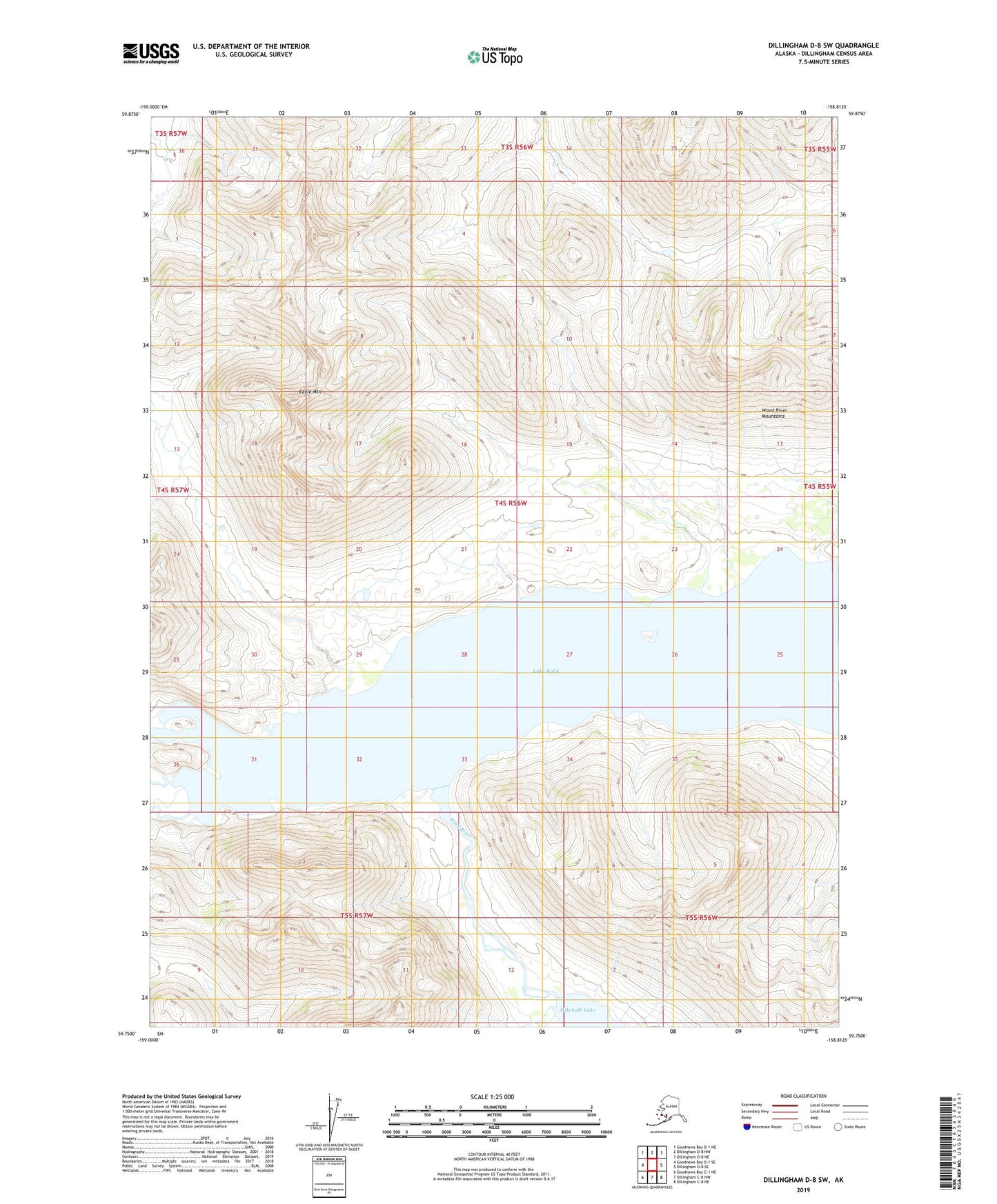 Dillingham D-8 SW Alaska US Topo Map Image