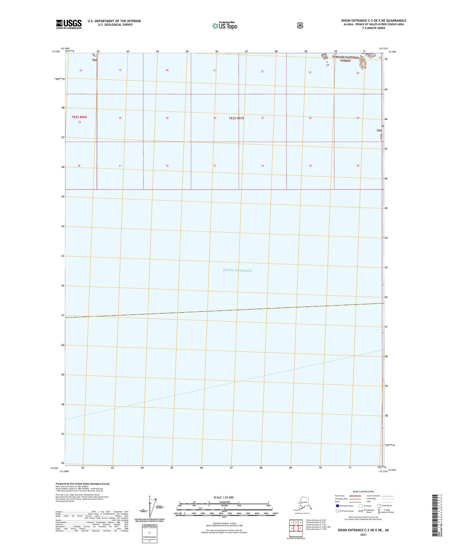 Dixon Entrance C-3 OE E NE Alaska US Topo Map Image