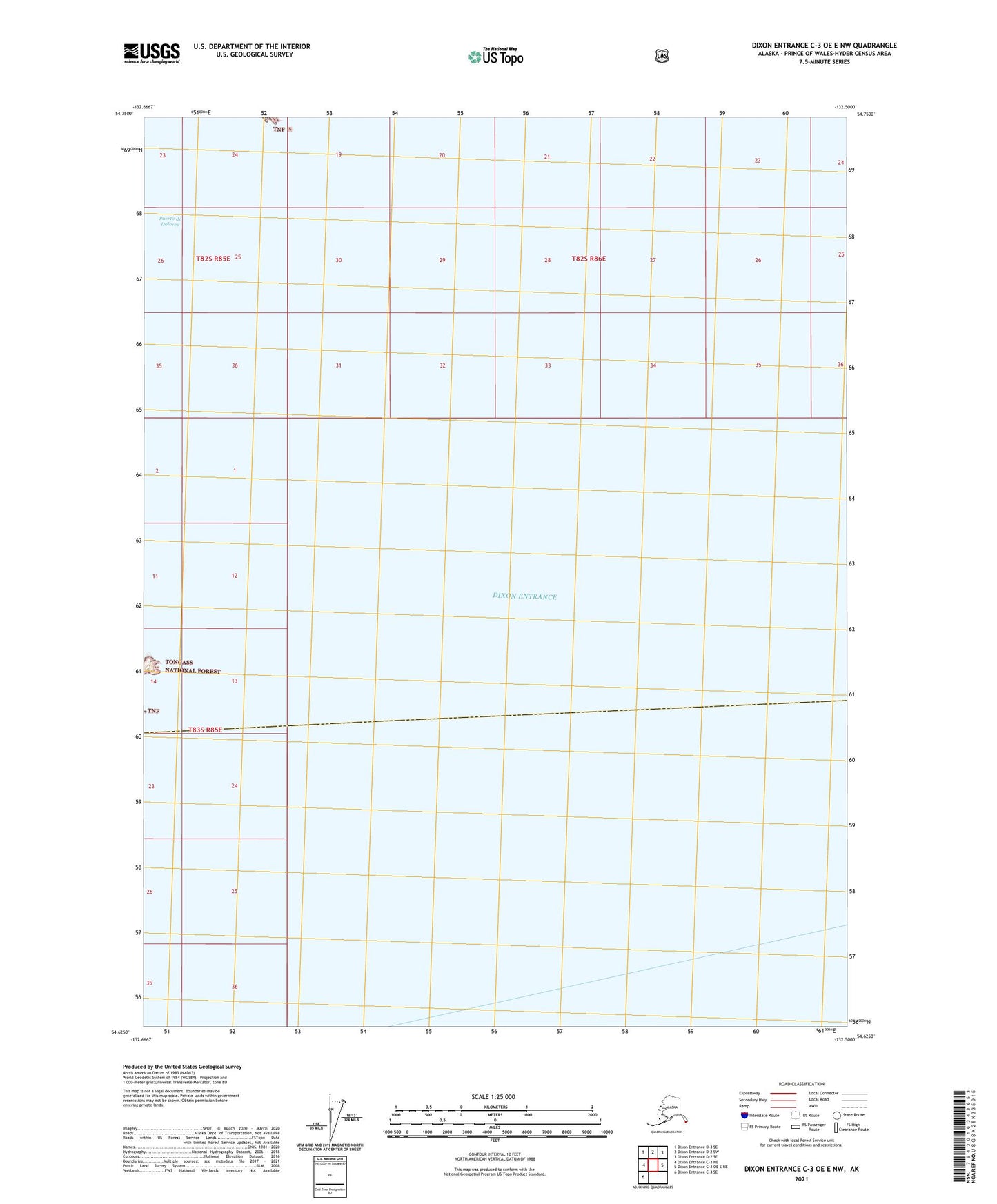 Dixon Entrance C-3 OE E NW Alaska US Topo Map Image