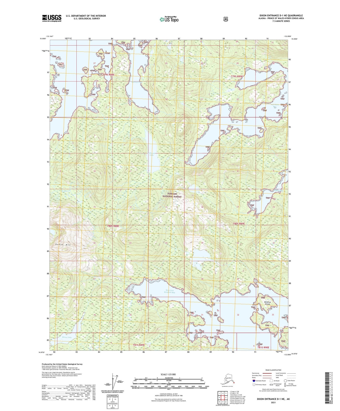 Dixon Entrance D-1 NE Alaska US Topo Map Image