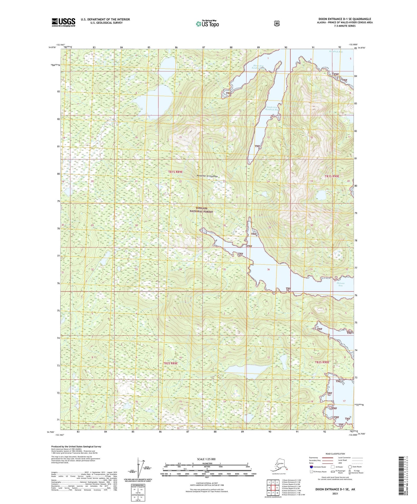 Dixon Entrance D-1 SE Alaska US Topo Map Image