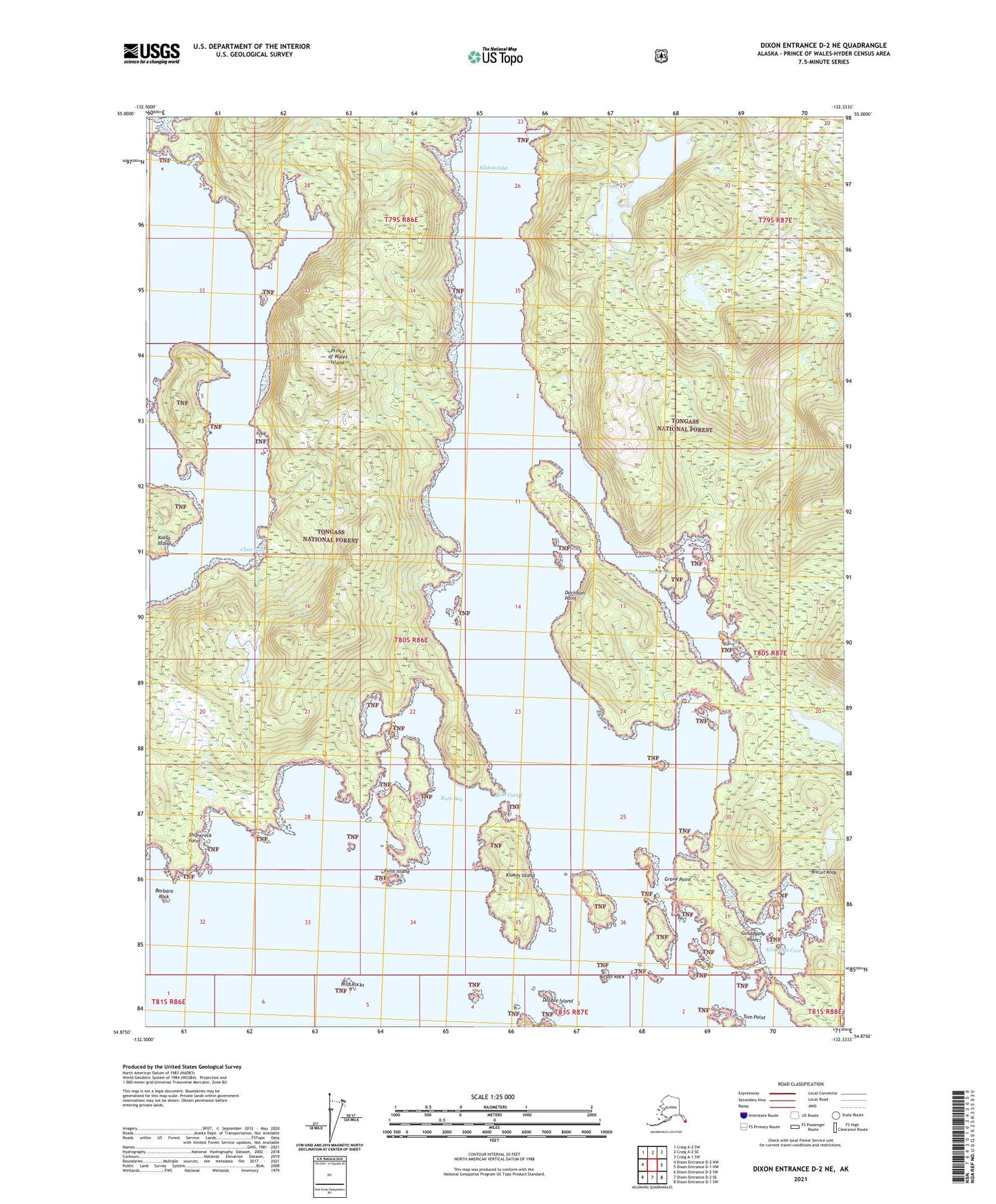 Dixon Entrance D-2 NE Alaska US Topo Map Image