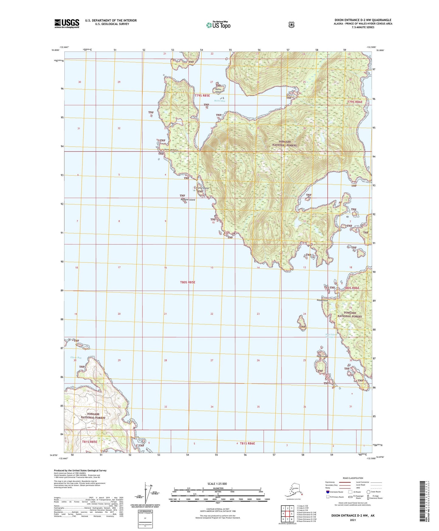 Dixon Entrance D-2 NW Alaska US Topo Map Image