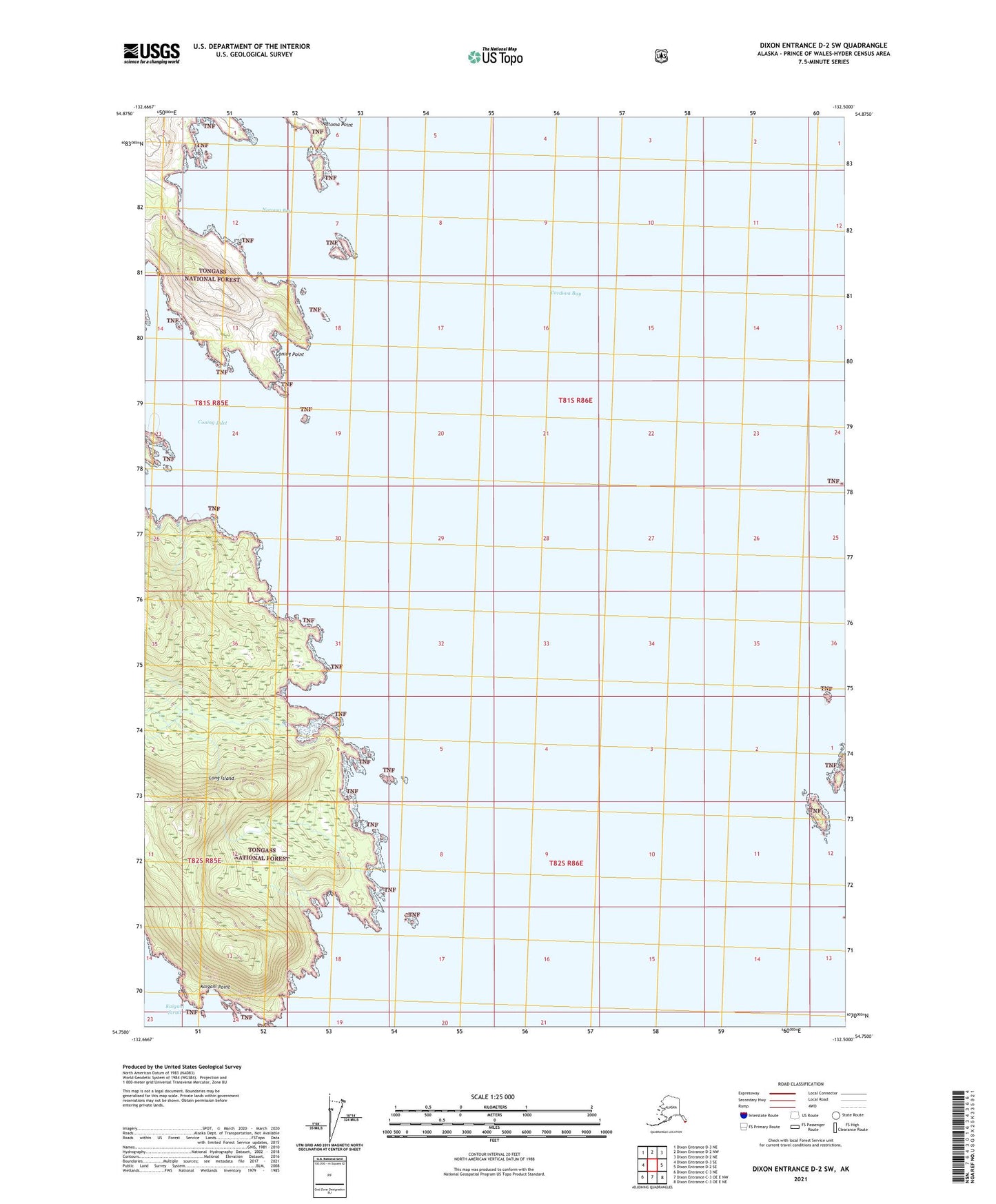 Dixon Entrance D-2 SW Alaska US Topo Map Image