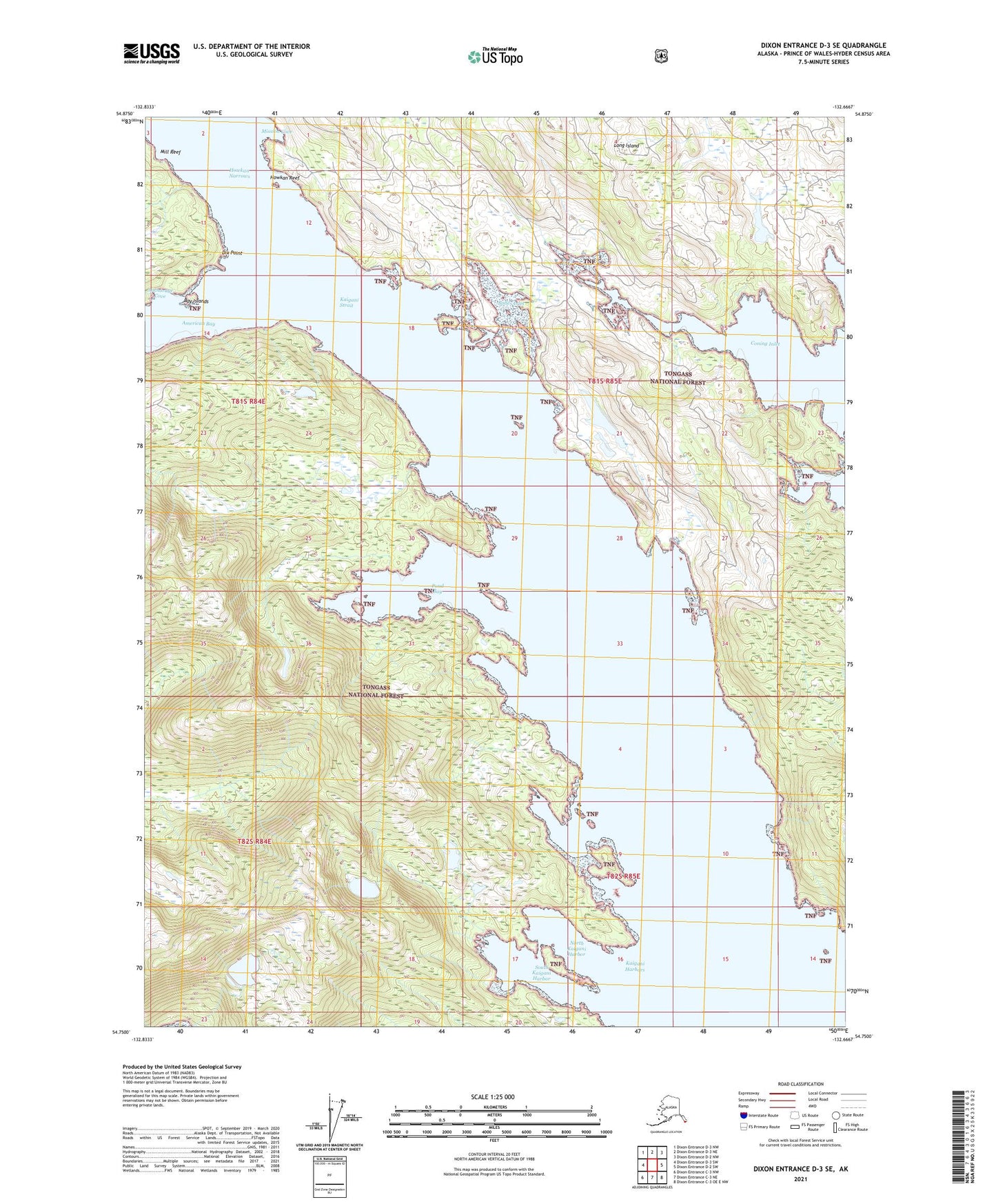 Dixon Entrance D-3 SE Alaska US Topo Map Image
