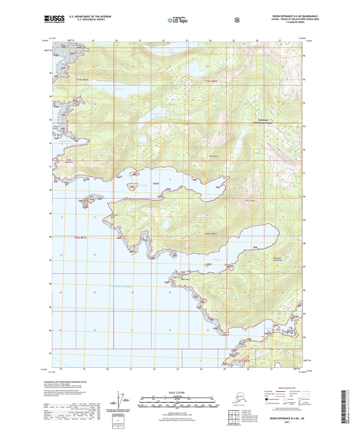 Dixon Entrance D-4 NE Alaska US Topo Map Image
