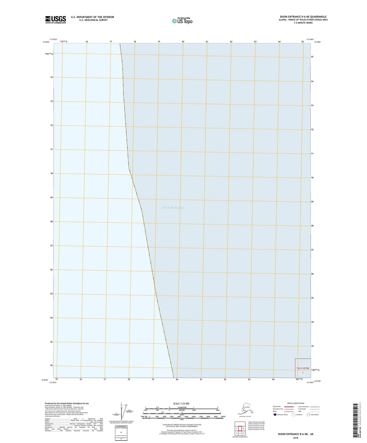 Dixon Entrance D-6 NE Alaska US Topo Map Image