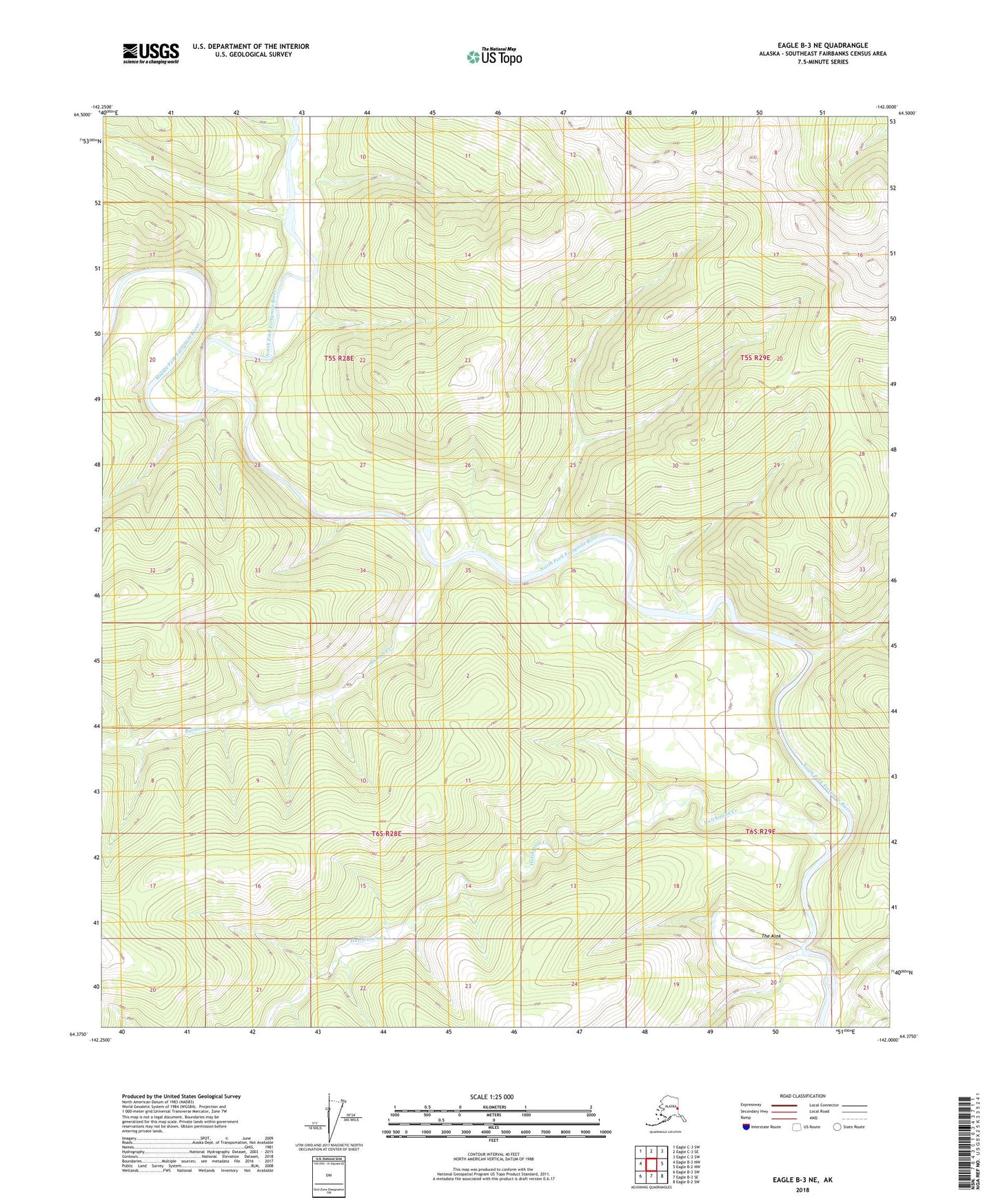 Eagle B-3 NE Alaska US Topo Map Image