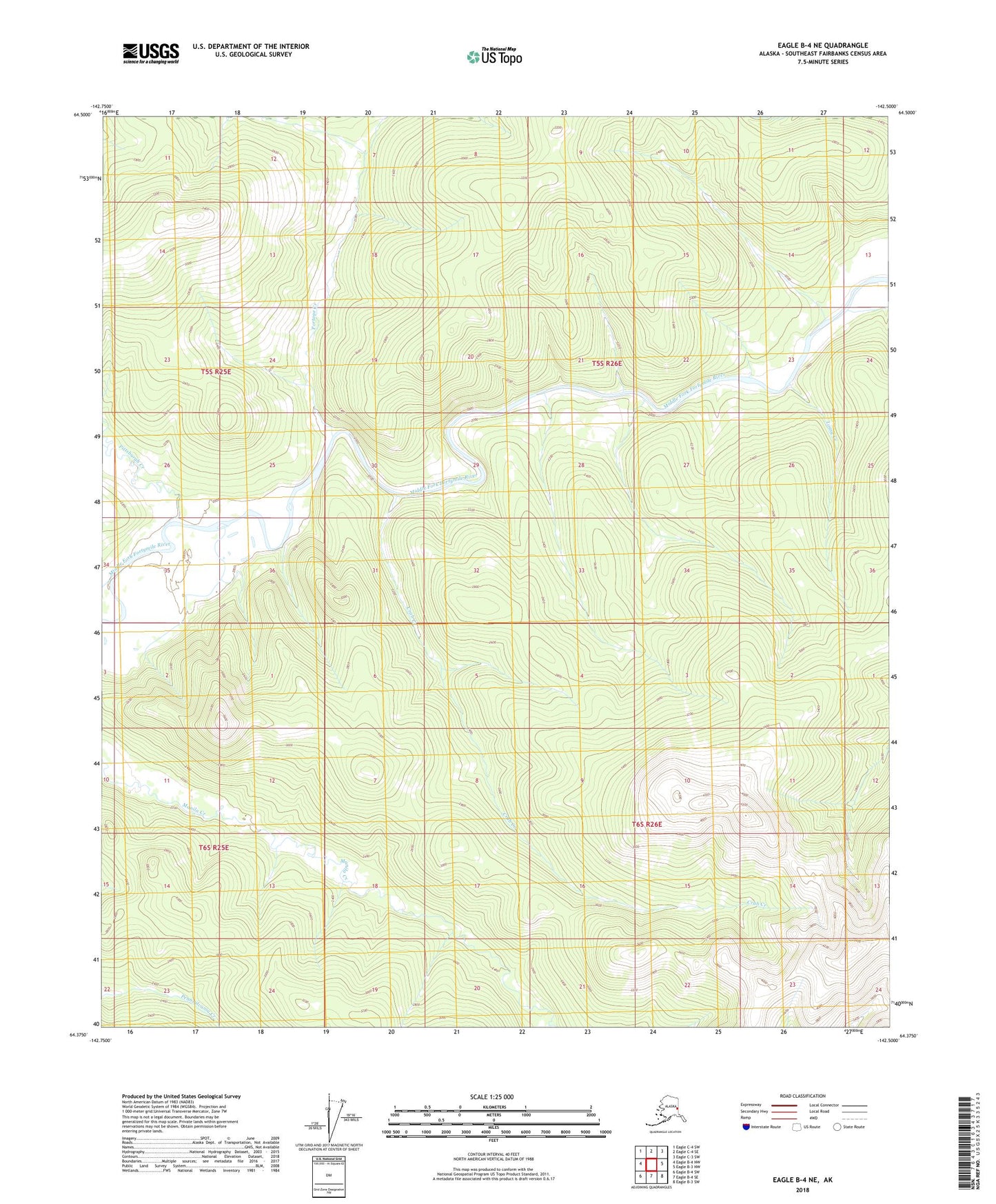Eagle B-4 NE Alaska US Topo Map Image