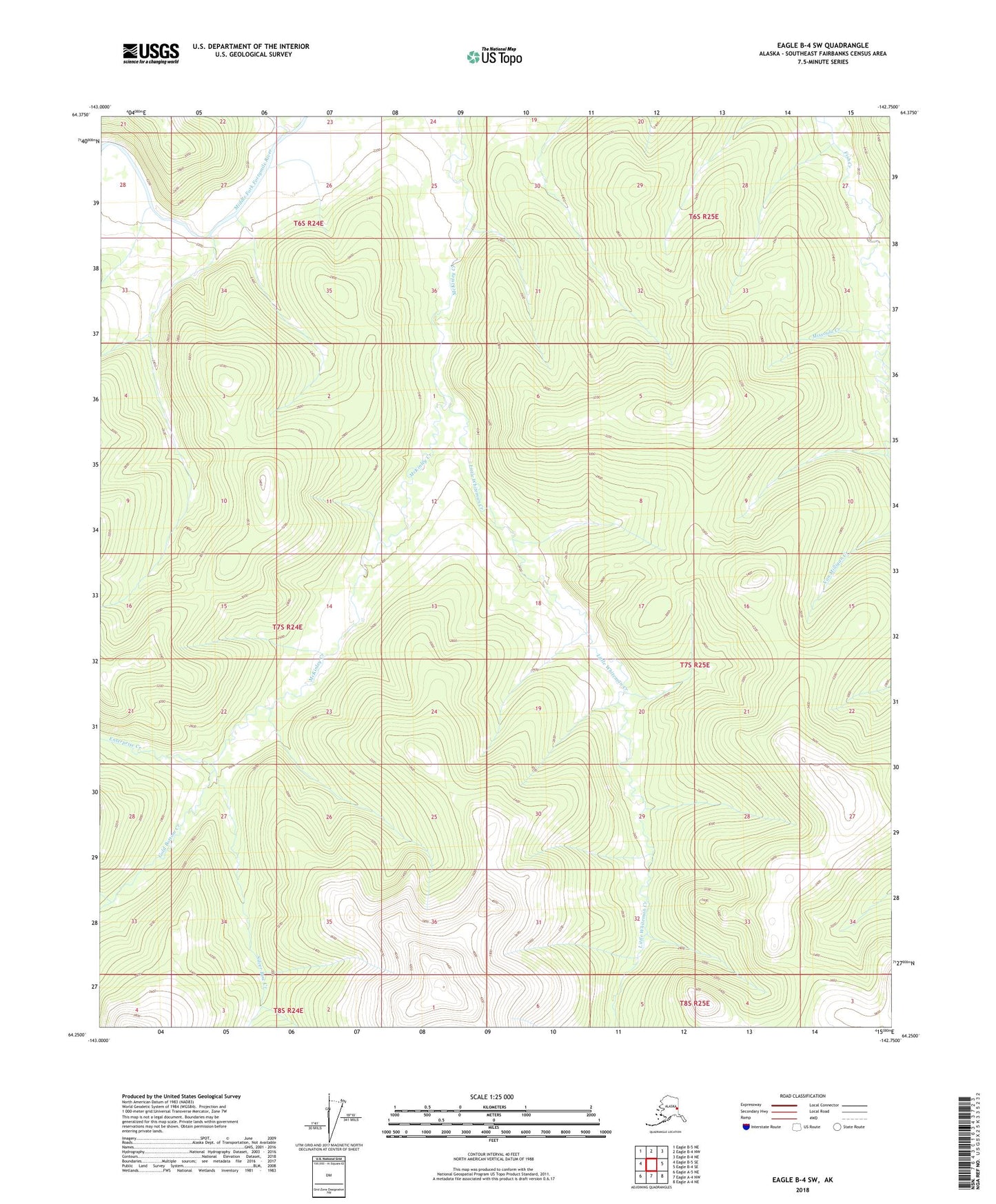 Eagle B-4 SW Alaska US Topo Map Image